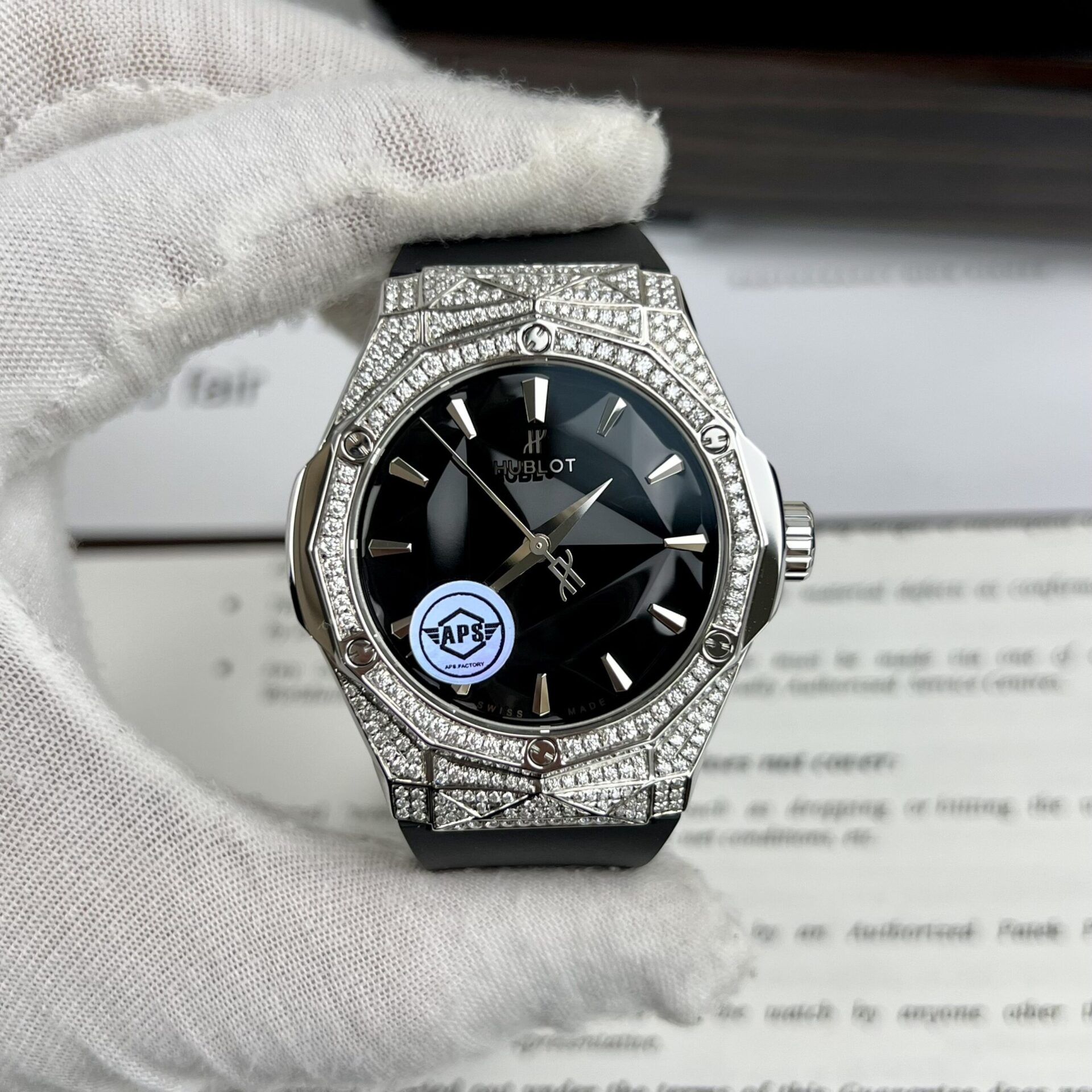 Hublot Orlinski Replica Watch Black Dial Custom Moissanite Diamonds APS Factory 40mm - Top club