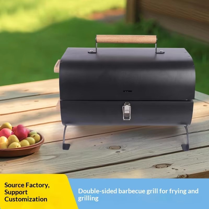 Portable Folding Charcoal Grill BBQ Grills Outdoor Camping Barbecue Can Be Fried and Grilled Double-sided