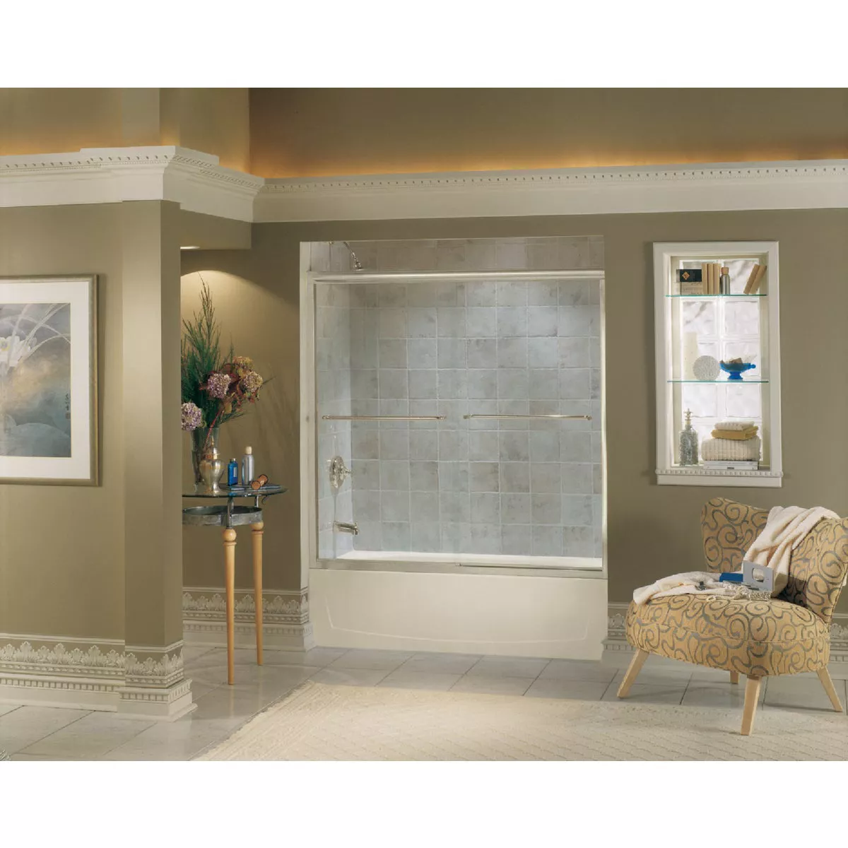 Sterling Finesse 59-5/8 In. W X 55-3/4 In. H Nickel Semi-Frameless Clear Glass Sliding Tub Door