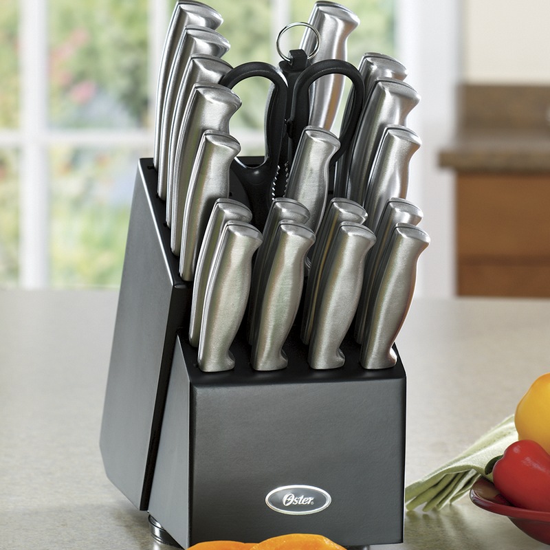 Oster 22-Piece Baldwyn Knife Block Set with Stainless Steel Cutlery - MIDNIGHT VELVET CATALOG