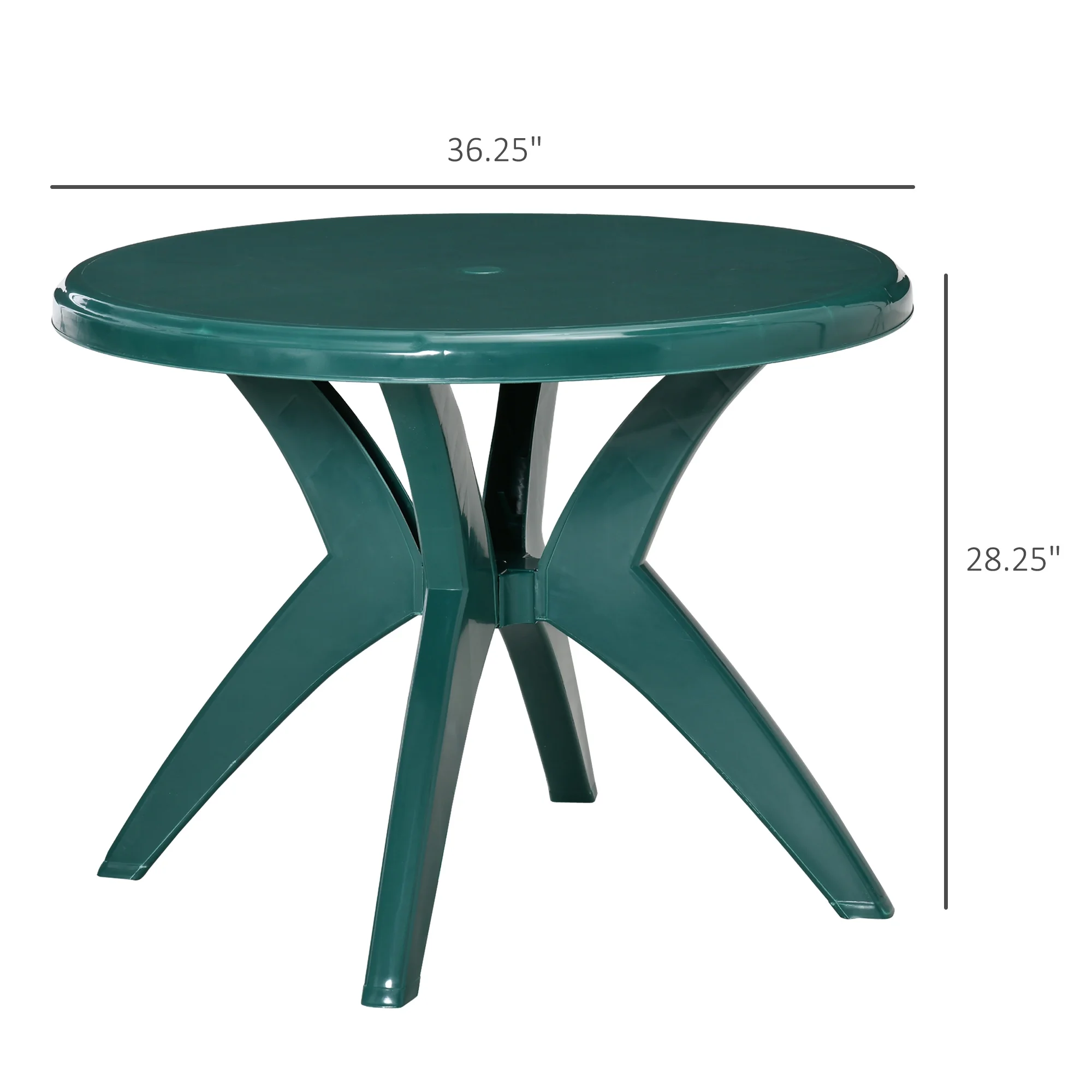 SKTPI Outdoor Plastic Dining Table w/ Umbrella Hole, Outdoor End Table, Patio Coffee Bistro Table for Indoor, Garden, Porch, Balcony, White - Image 7