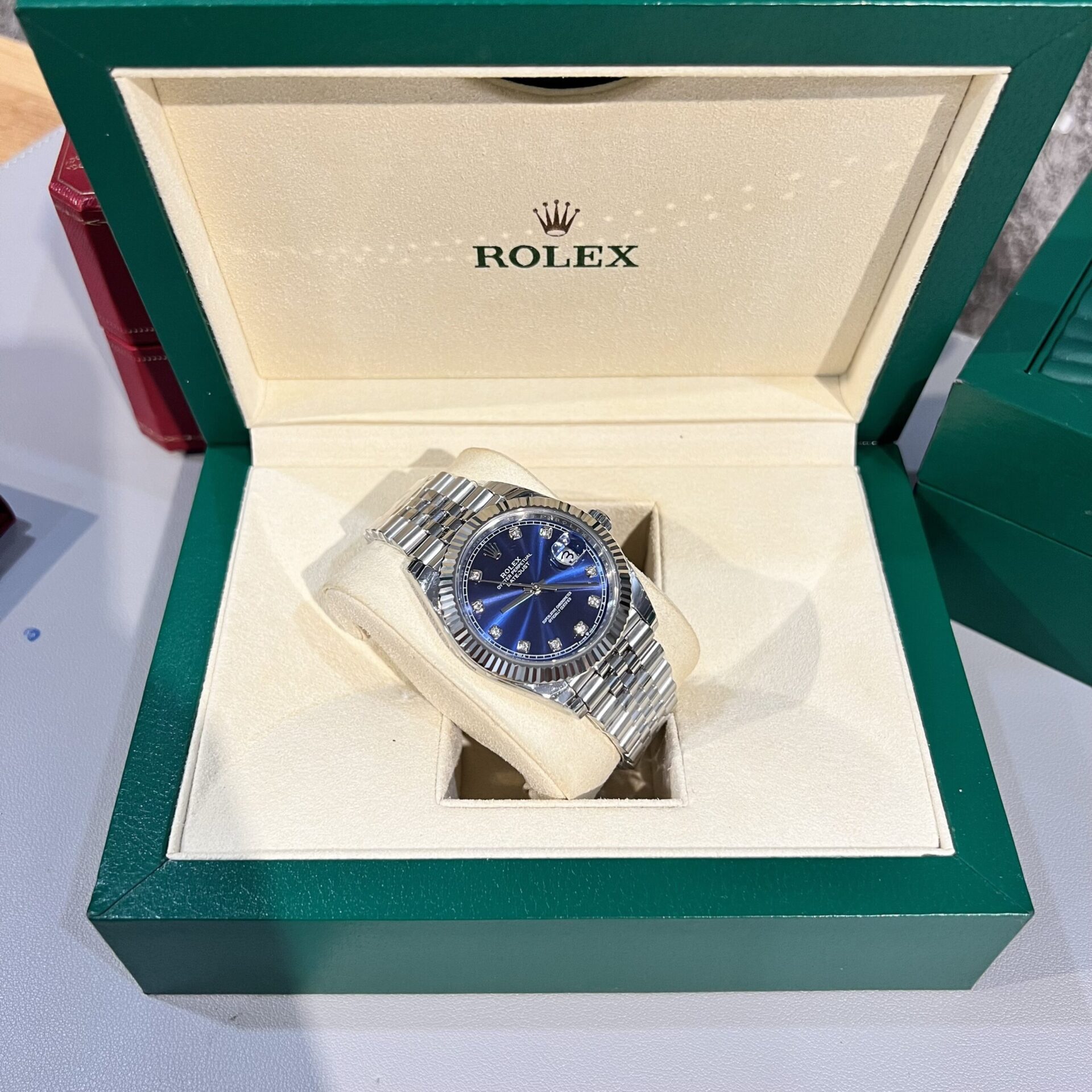 Rolex DateJust Blue Dial Jubilee Strap Rep 11 Watch EW Factory 41mm - Elite Watch Atelier