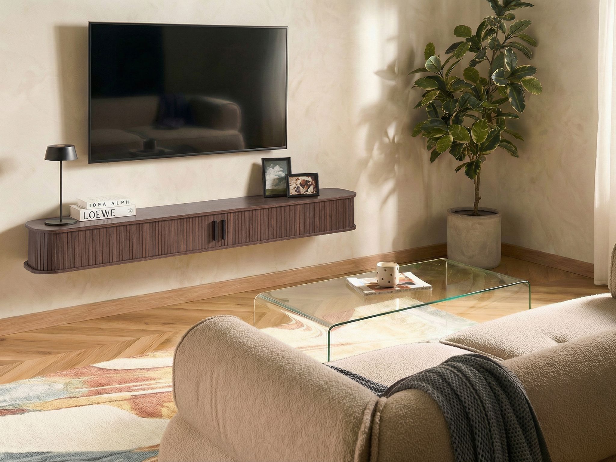 Wall Mounted TV Stand BRADLEY Dark Brown