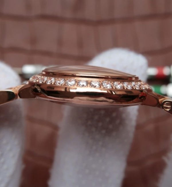 Replica Cartier Ballon Bleu 28mm RG Diamonds Bezel White Dial Bracelet Ronda Quartz - Top club