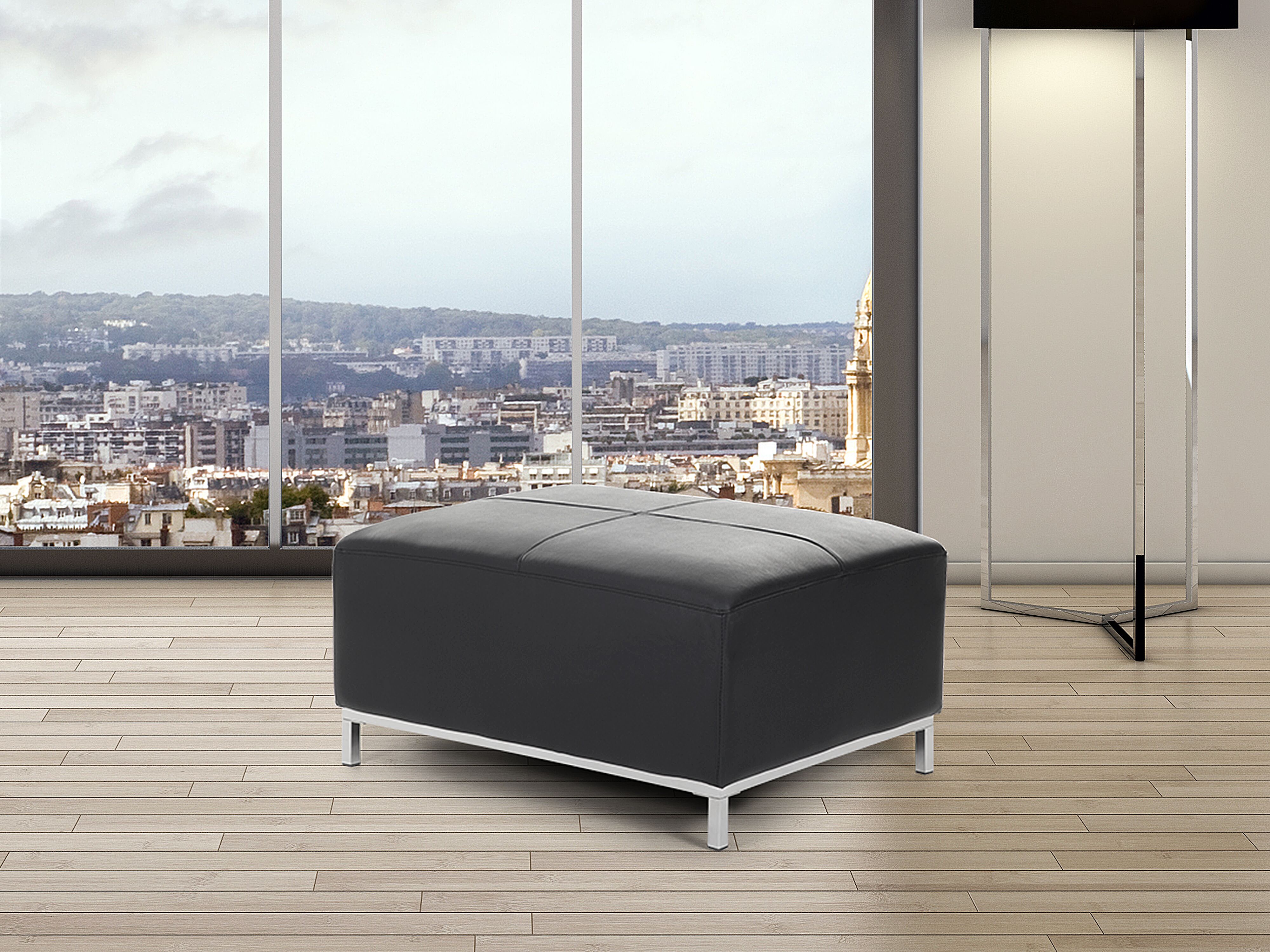 Ottoman OSLO Leather Black