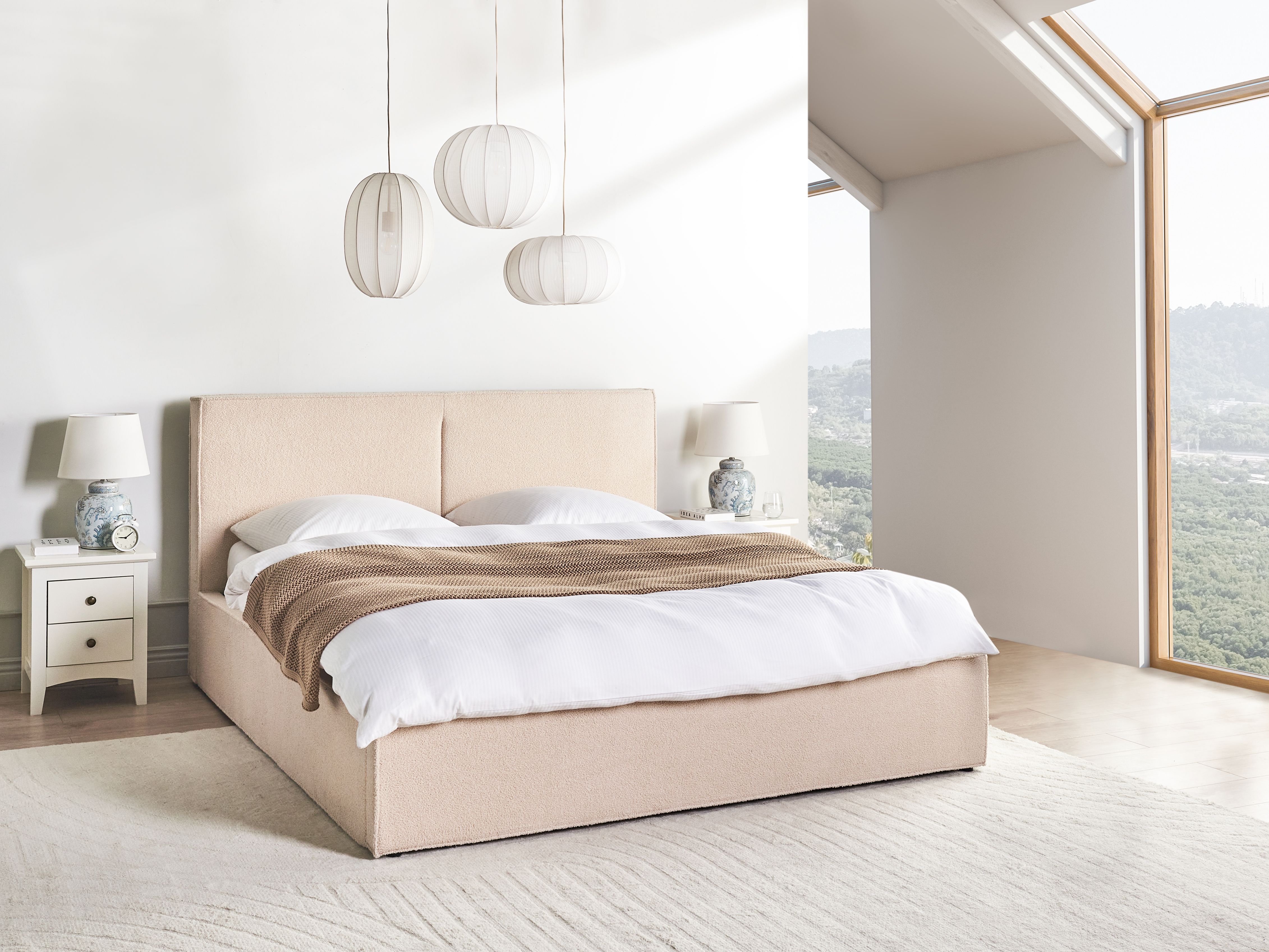 Ottoman Bed Boucle MOISSAC 180 x 200 cm (EU Super King) Beige