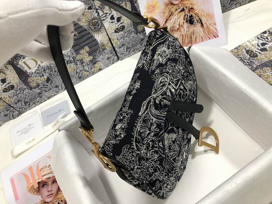 Saddle Bag Blue Toile de Jouy Reverse Jacquard – DB0801:1High-quality replica
