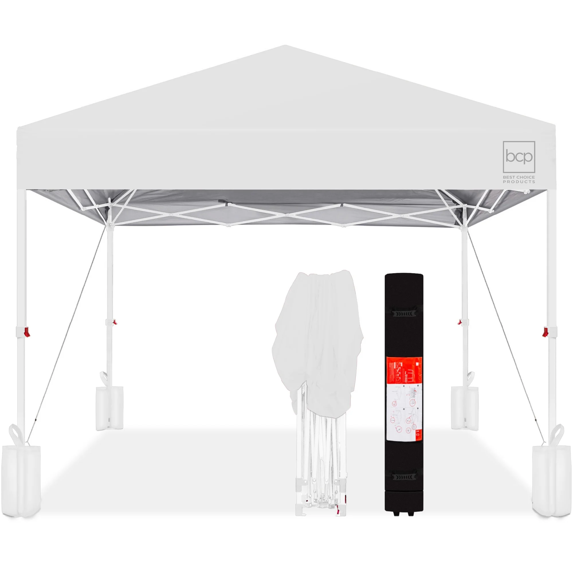 Best Choice Products 10x10ft Easy Setup Pop Up Canopy w/ 1-Button Setup, Wheeled Case, 4 Weight Bags - White - Image 101