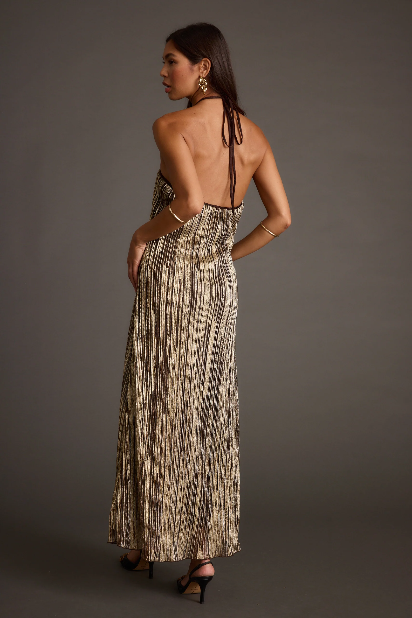 Prism Metallic Halter Maxi Dress