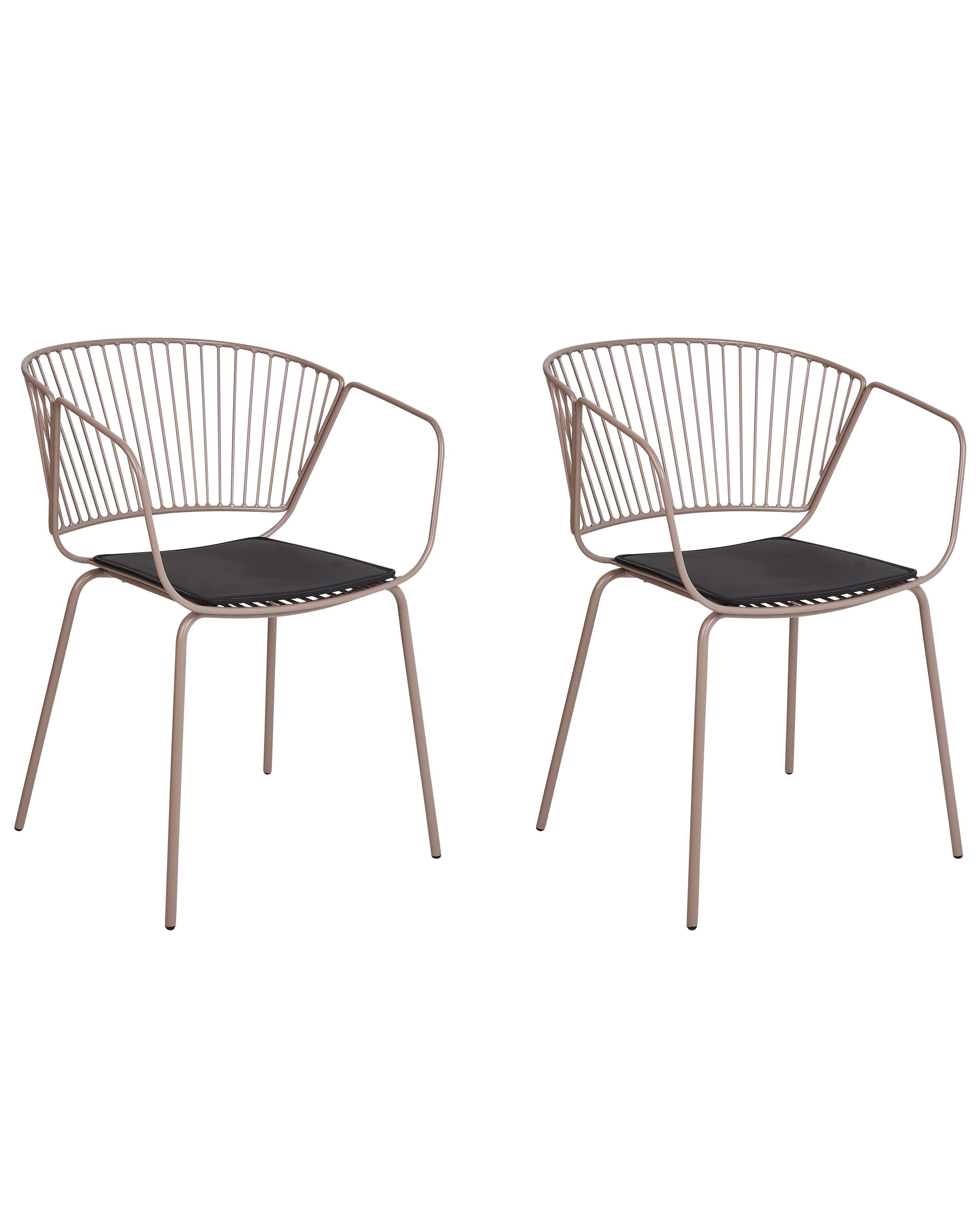 Set of 2 Dining Chairs RIGBY Metal Beige