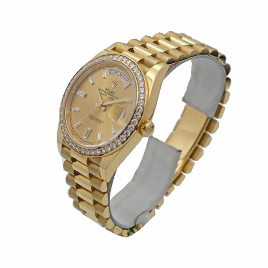 Rolex Day-Date 228348RBR KW Yellow Gold   Diamonds Champagne Dial Replica - Elite Watch Atelier