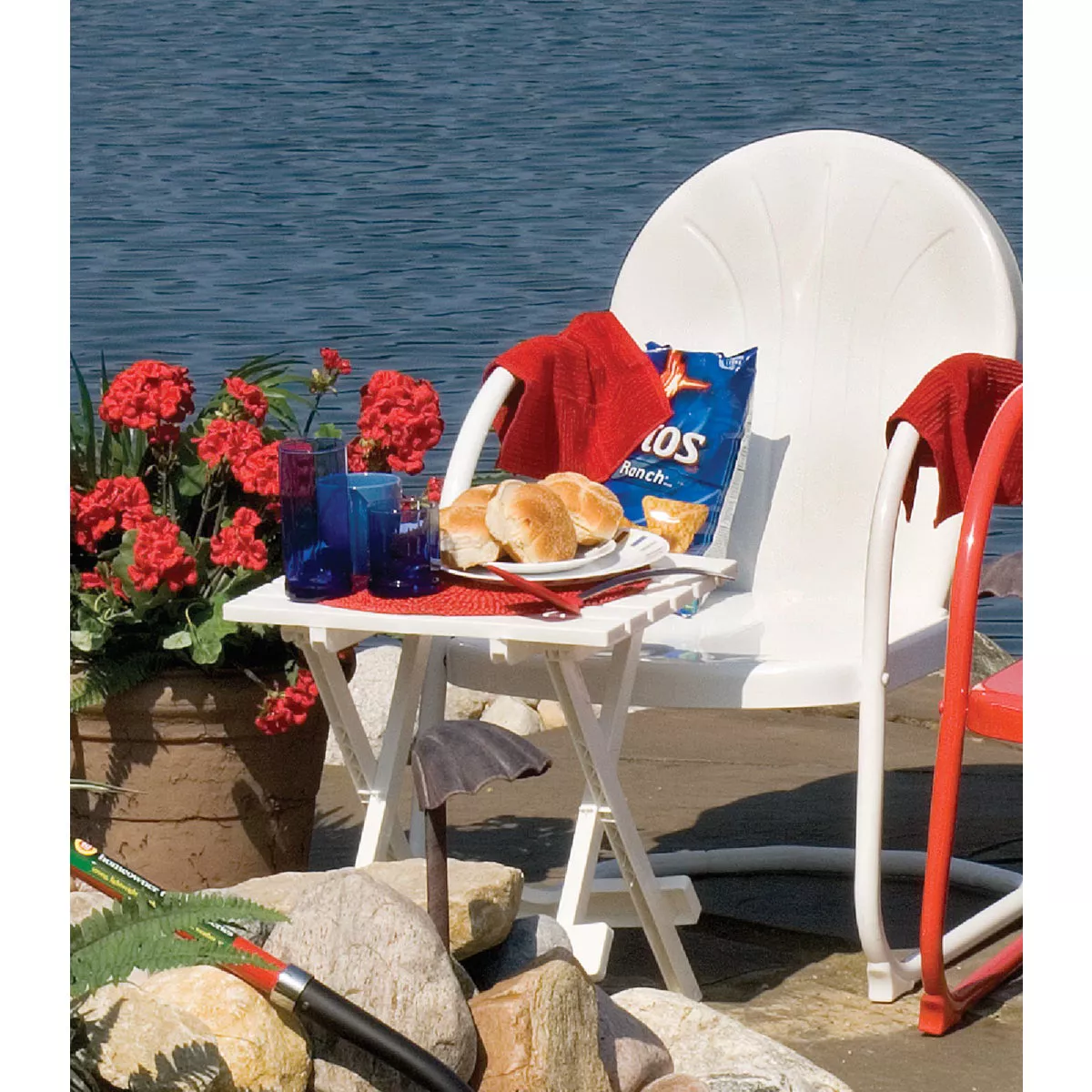 Adams Quik-Fold White 15 In. x 17.5 In. Rectangle Resin Folding Side Table