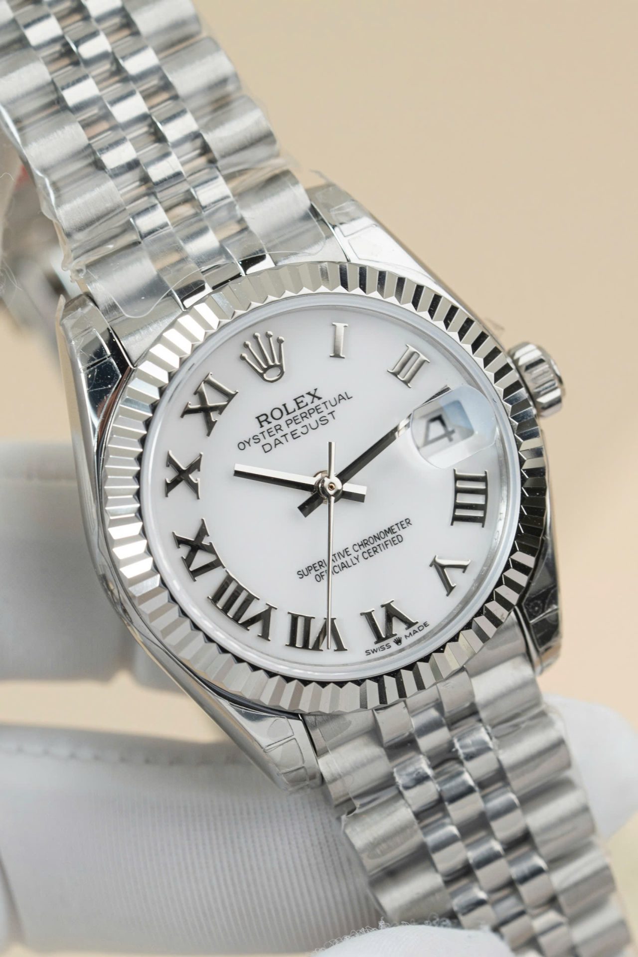 Rolex DateJust Lady Fake Watch White Dial Roman Numerals 31mm - Elite Watch Atelier