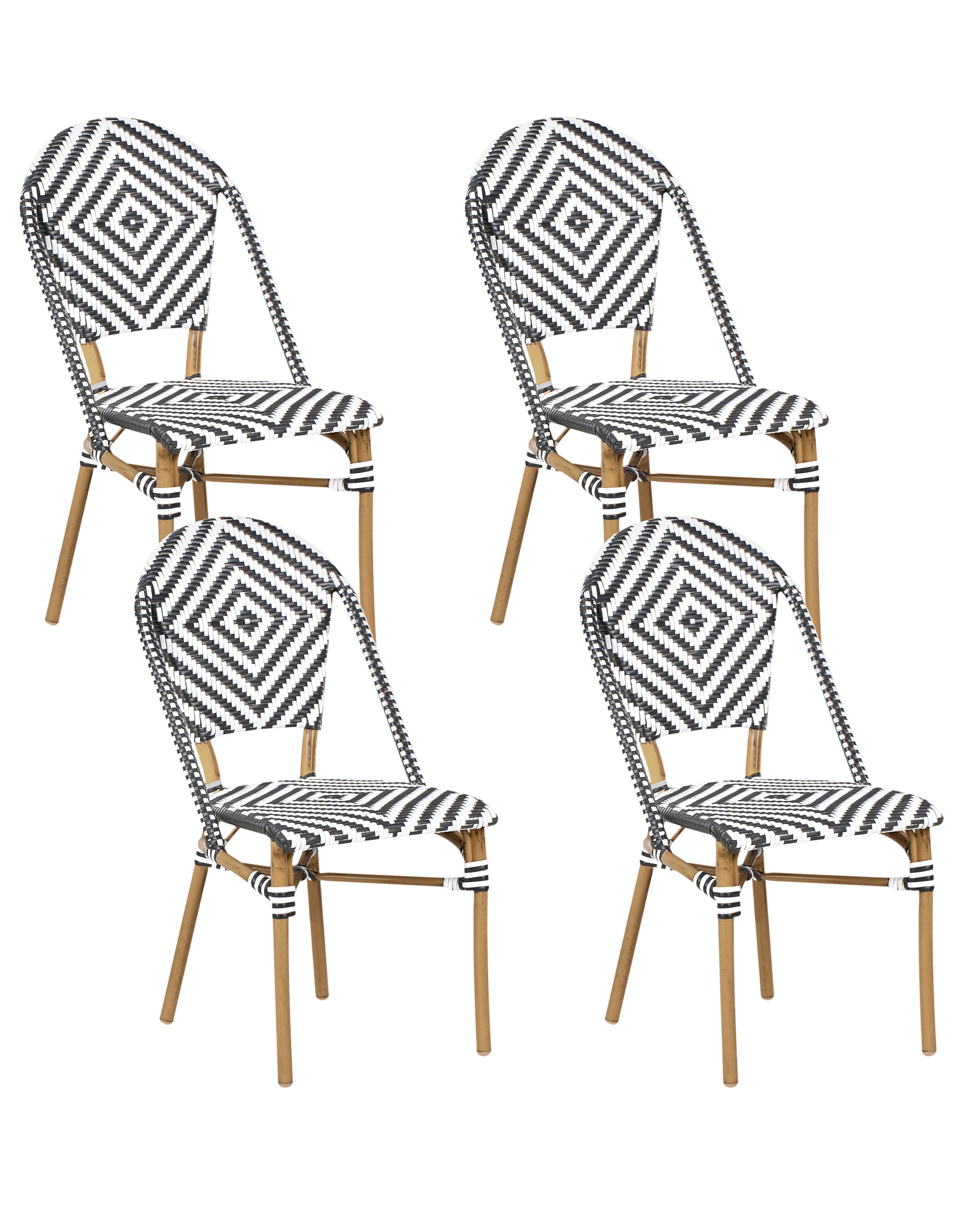 Set of 4 Chairs RIFREDDO PE Rattan Black/ White