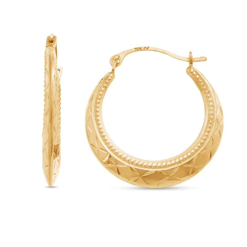 Gold Round Diamond-Cut Hoops - MIDNIGHT VELVET CATALOG