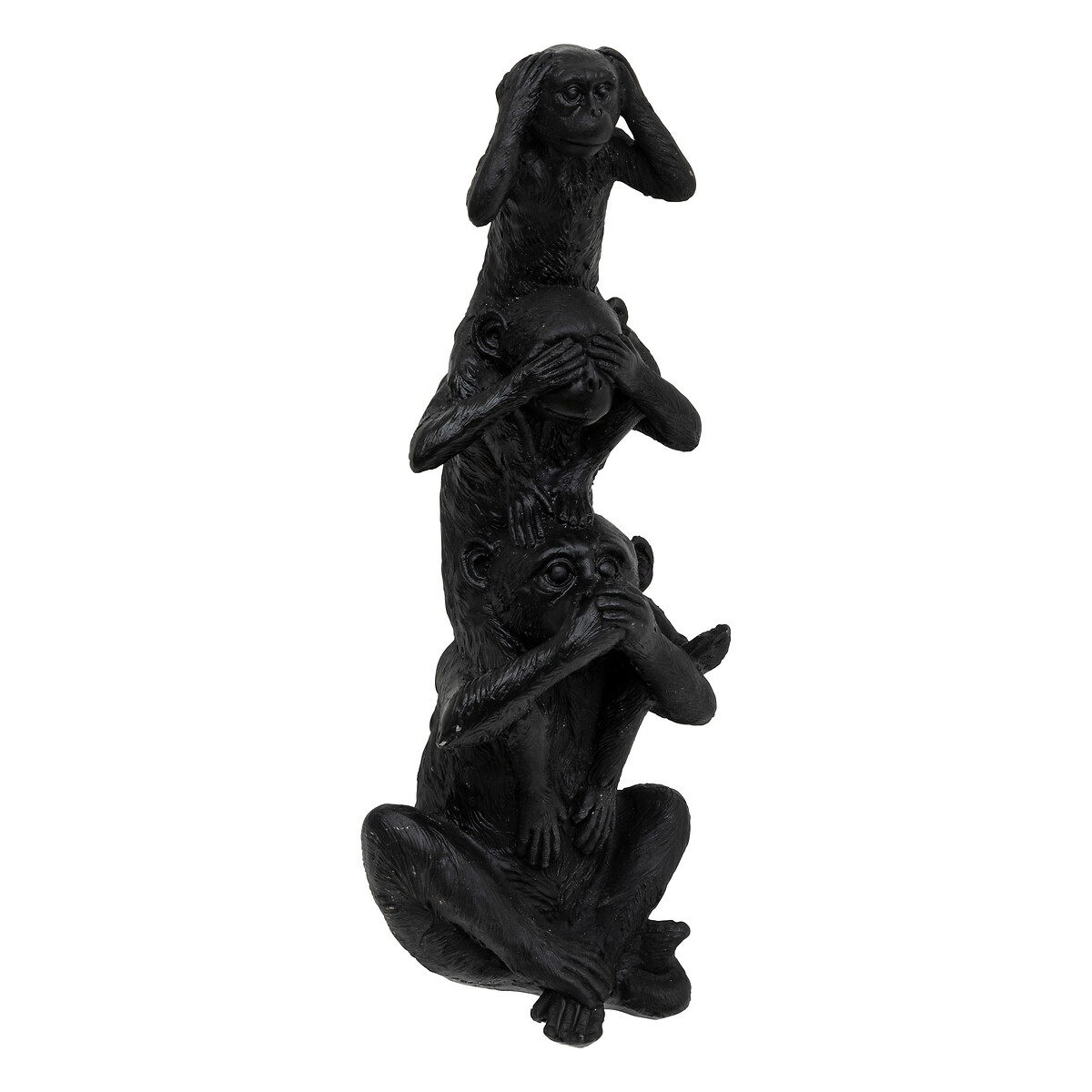 Statue of 3 monkeys Resin, Black, H.24.5 cm