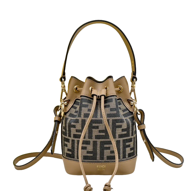 Chic Fendi Mon Tresor Bucket Bag With Signature FF Pattern And Leather Accents 1012 - Replicaclubs
