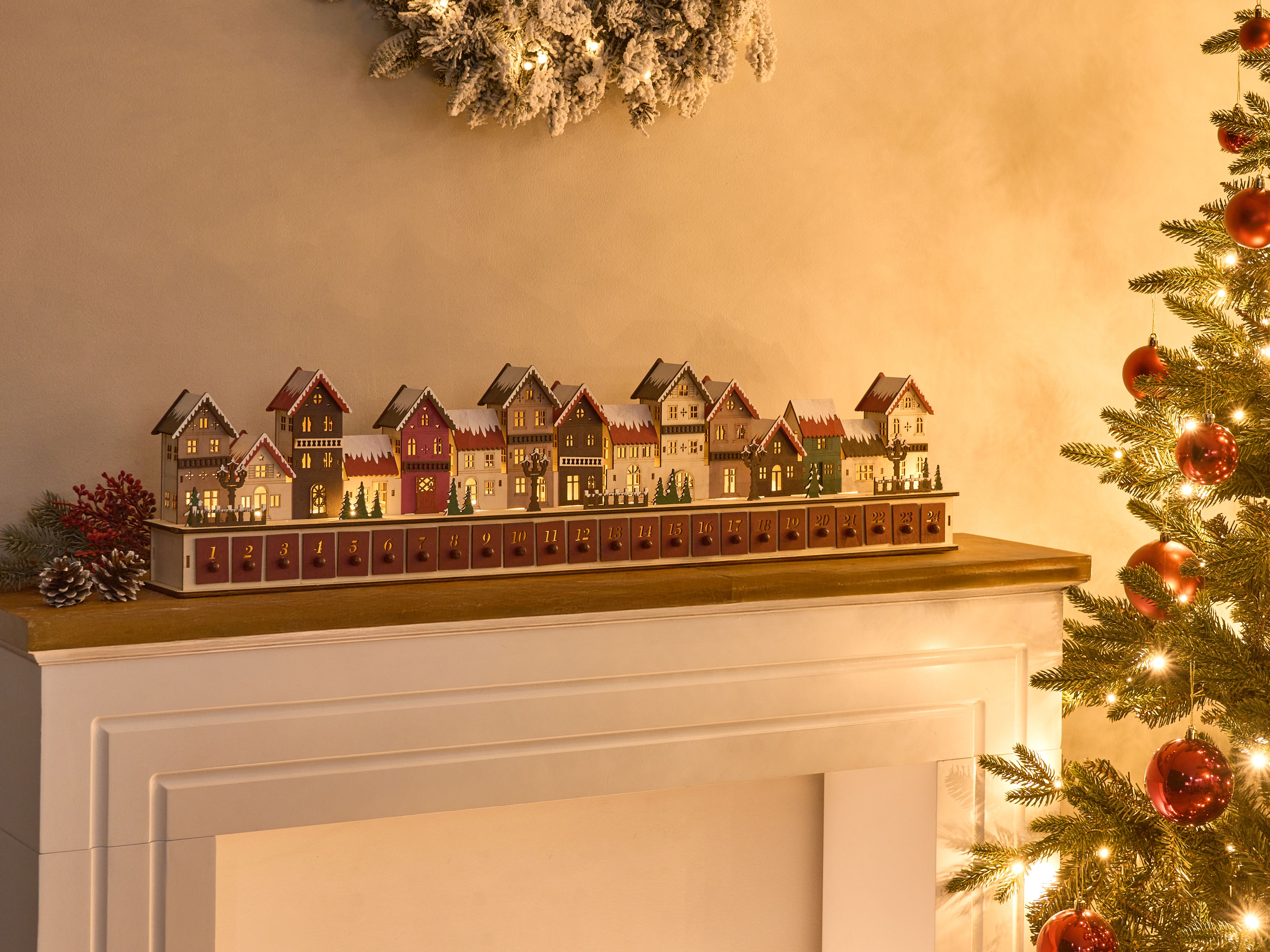 Christmas Decoration LED ASPERN Advent Calendar 18 cm Red
