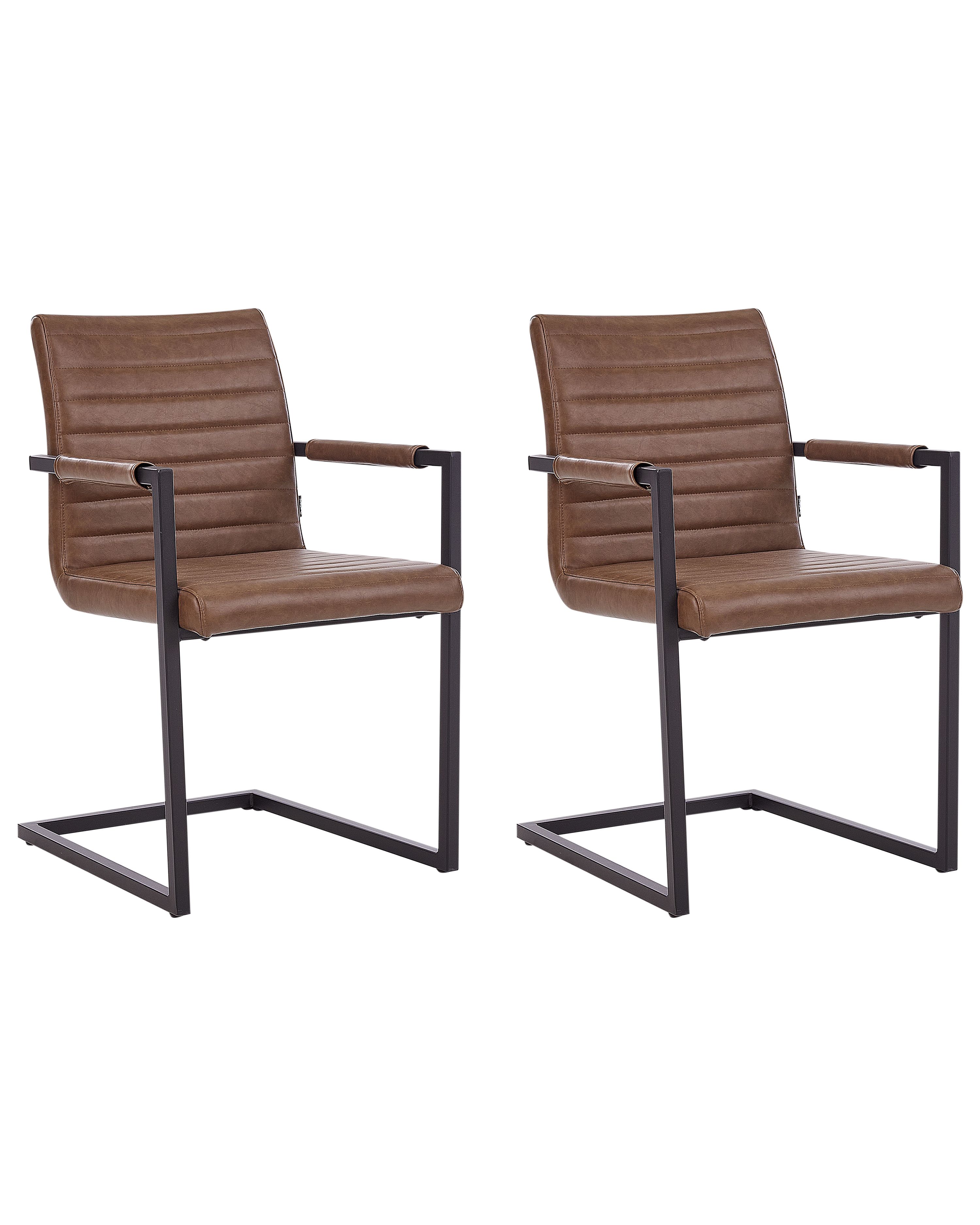 Set of 2 Conference Chairs BUFORD Faux Leather Brown
