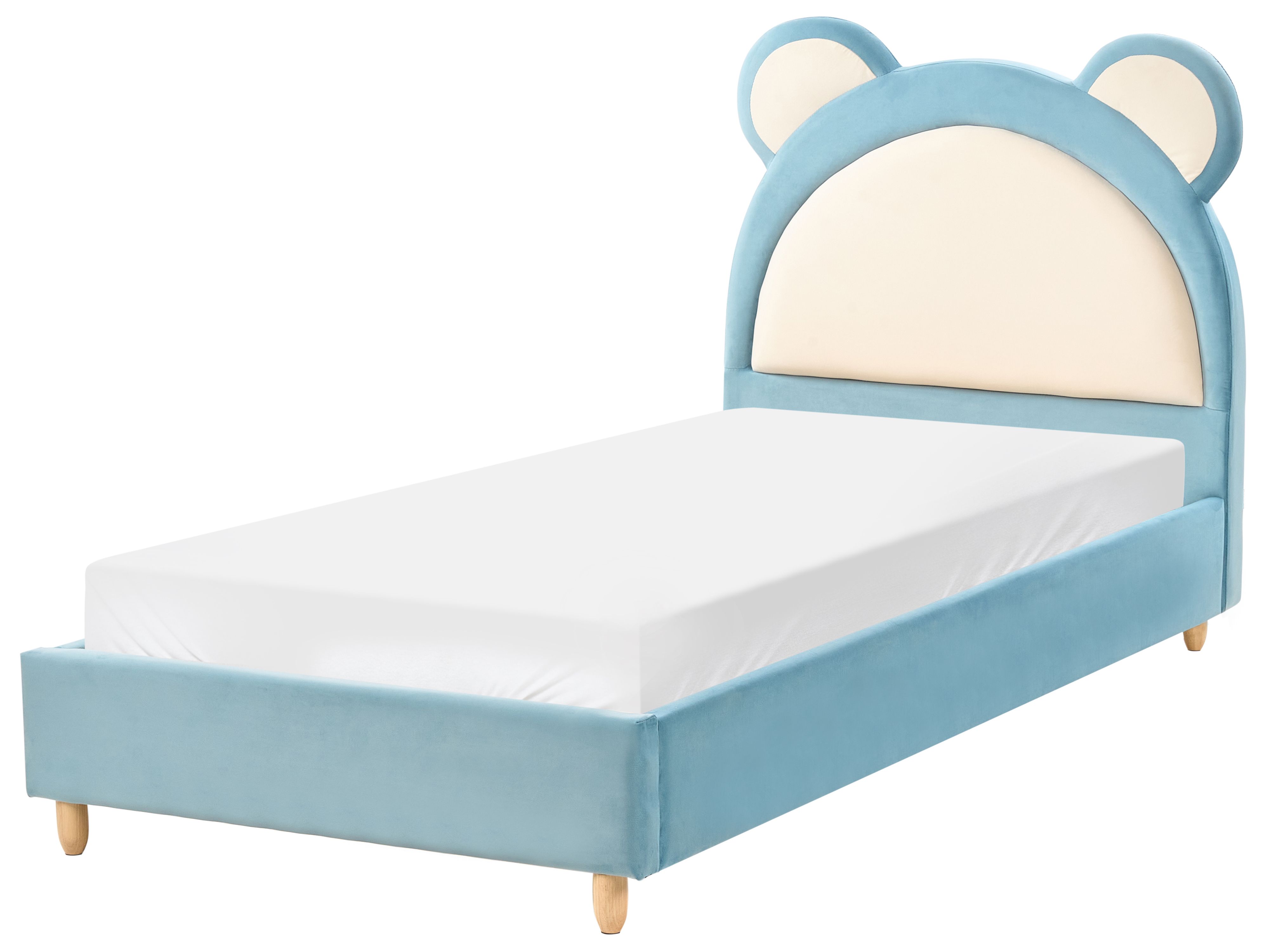Kids Bed Teddy Bear Velvet MAILLES 90 x 200 cm (EU Single) Blue