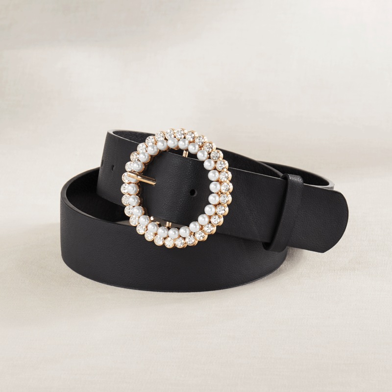 Rhinestone Pearl Buckle Belt - MIDNIGHT VELVET CATALOG