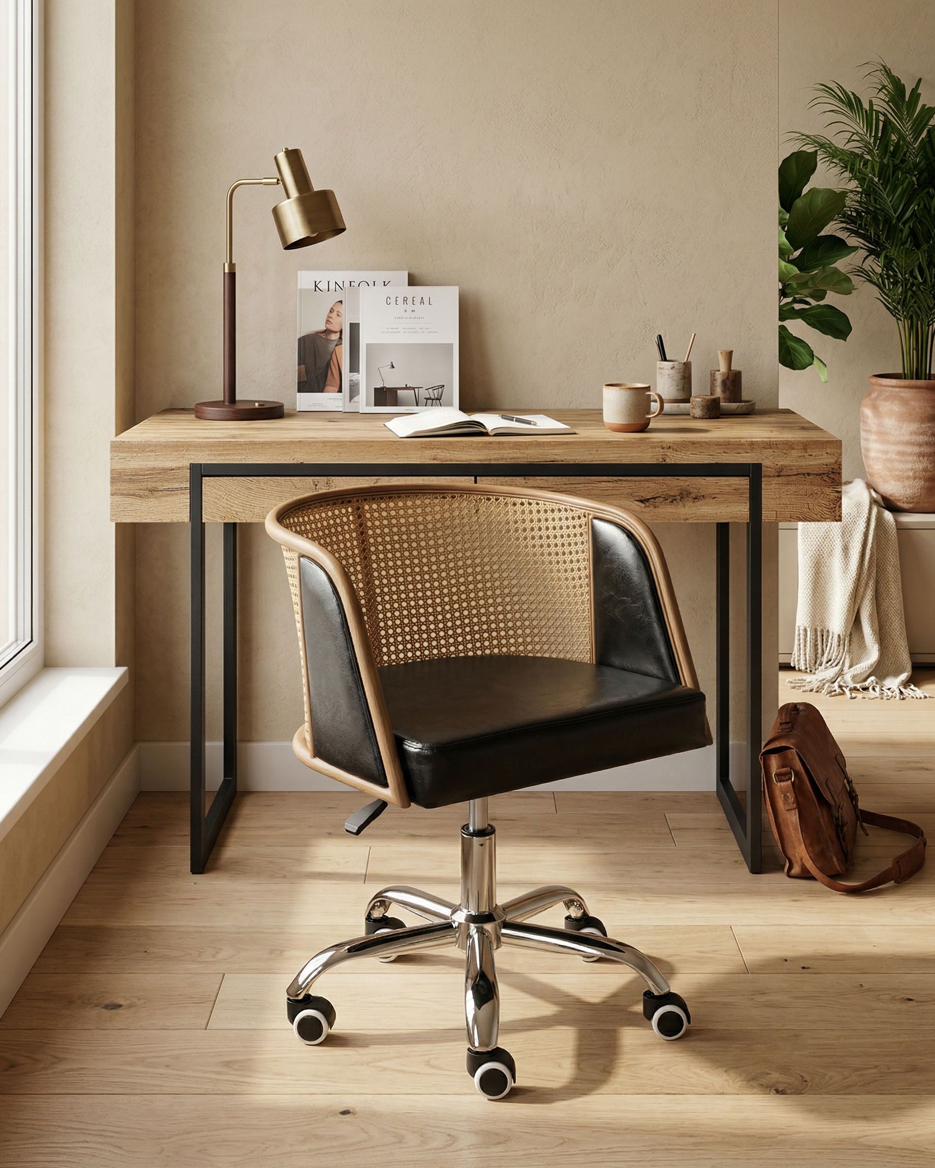 Desk Chair ELKHART Faux Leather Black