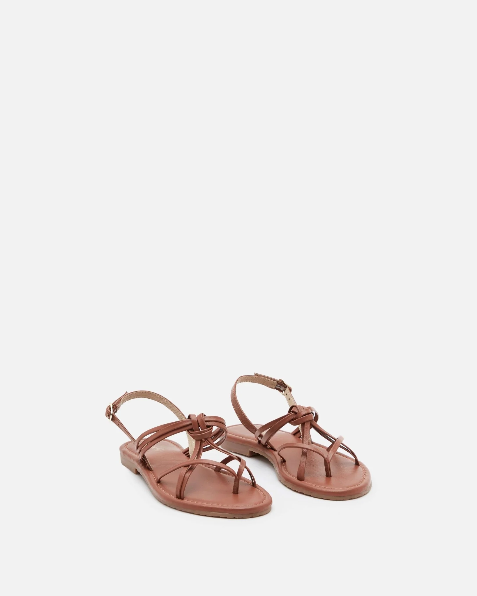 SANDALES DAXOU COGNAC - Sandales en cuir à brides nouées