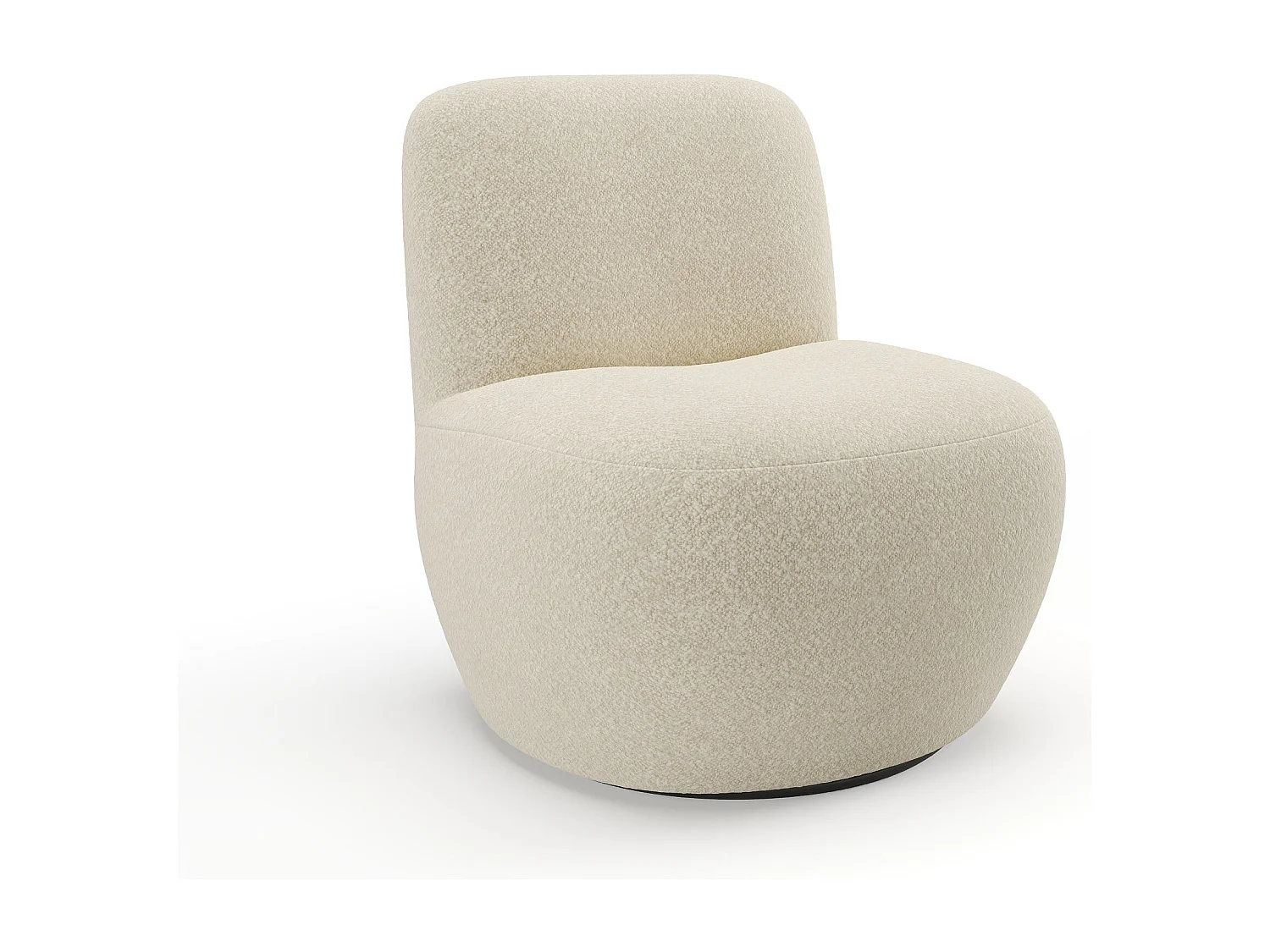 Fauteuil de salon pivotant JENA en tissu bouclette beige 64x68cm