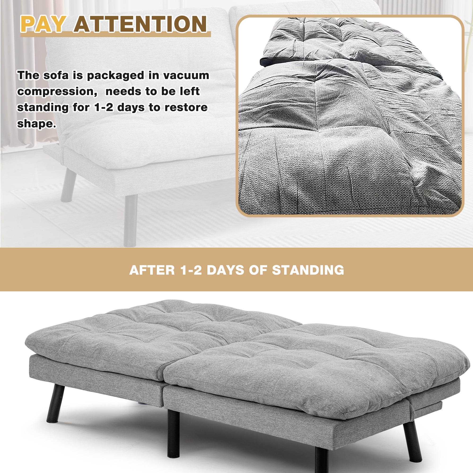 Homall Futon sofa, Two Seat Adjustable Sofa, Corduroy Fabric, Upholstered Sofa, Sofa Changeable into Bed, Leisure Reading and Games, Green - Image 29