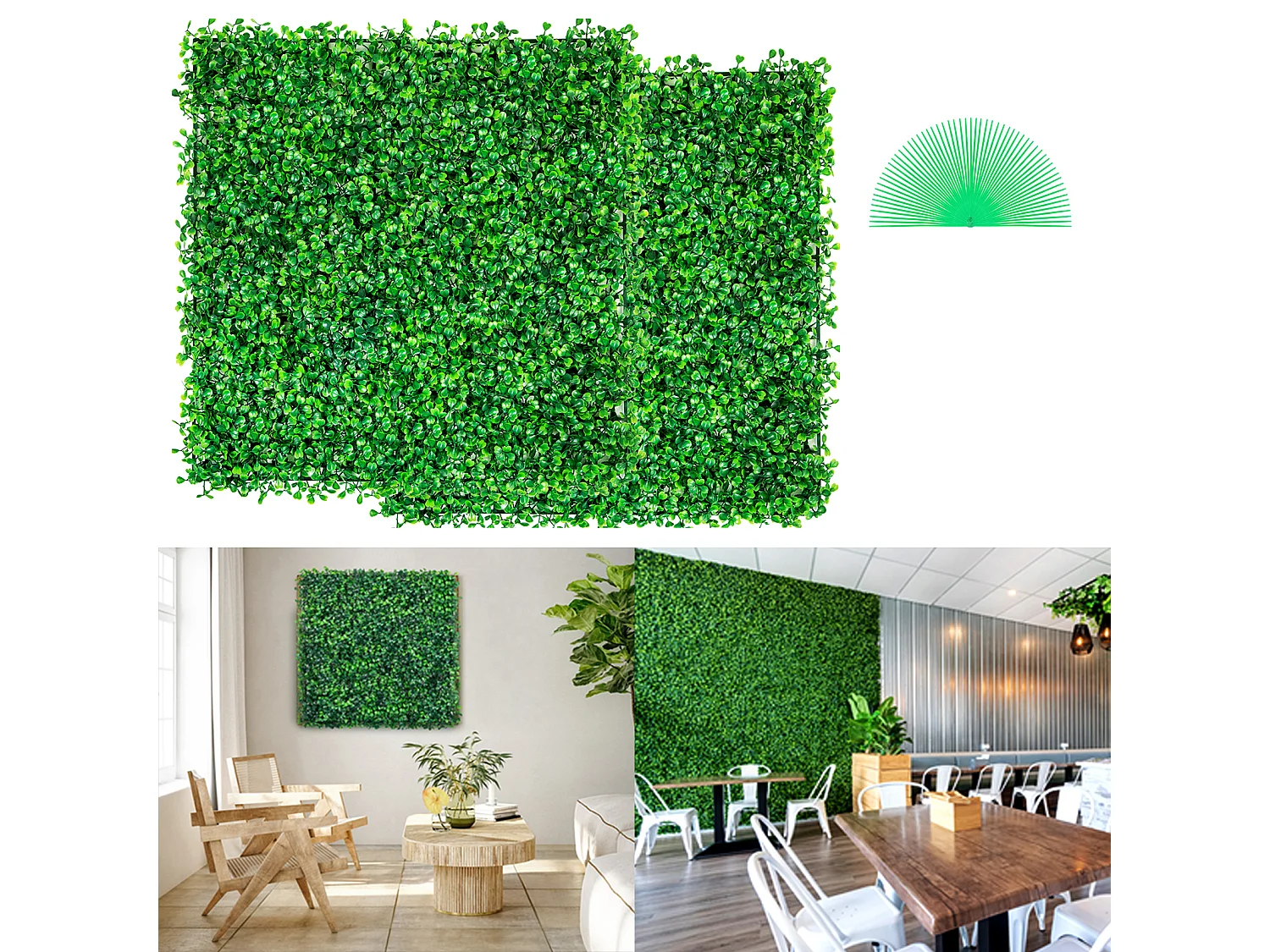 Panneau de Buis Artificiel SucceBuy 12 pièces 25.4cm x 25.4cm Tapis Mural de Haie D'herbe pour Clôture