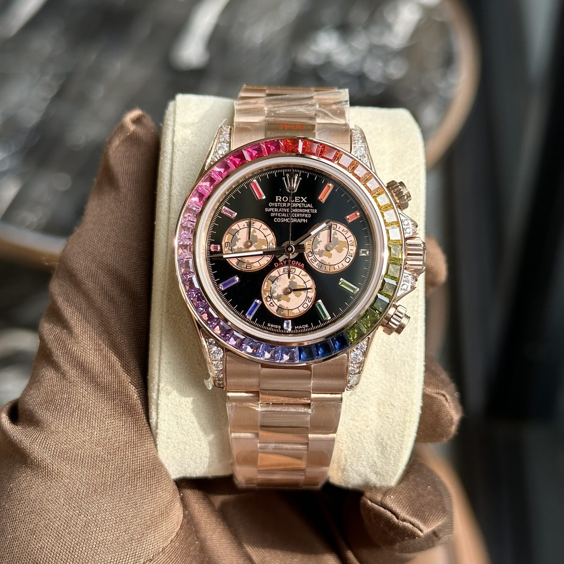Rolex Fake Watch Daytona Rainbow Black Dial TW Factory 40mm - Elite Watch Atelier