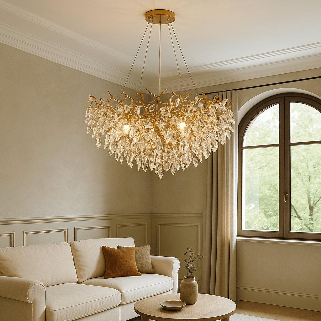 Ronde Kristallen Kroonluchter Modern met Verstelbare Hoogte en Warm LED Licht – Elegante Verlichting voor Eetkamer en Bar