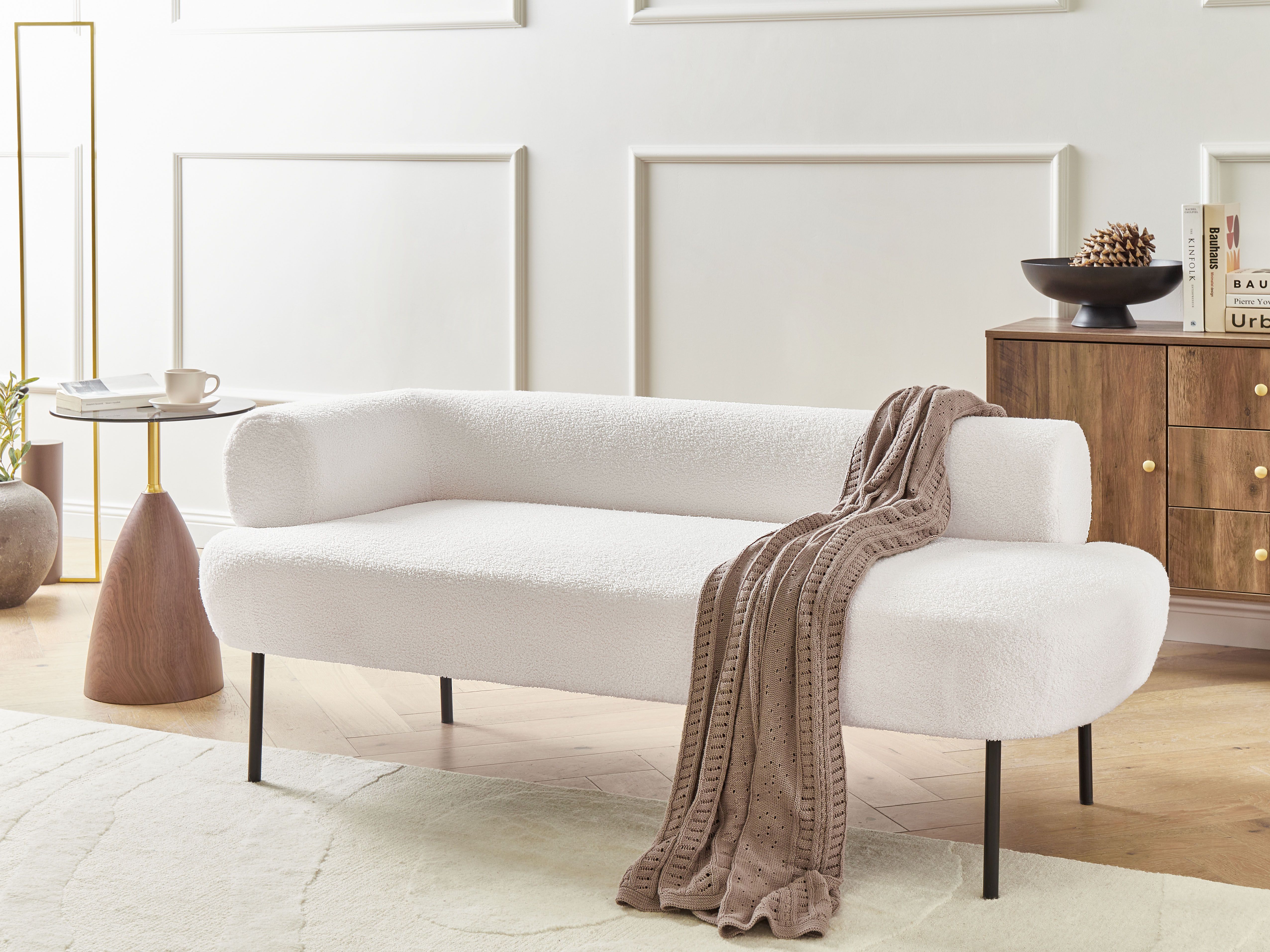 Left-Hand Chaise Lounge MIRMANDE Boucle Off-White