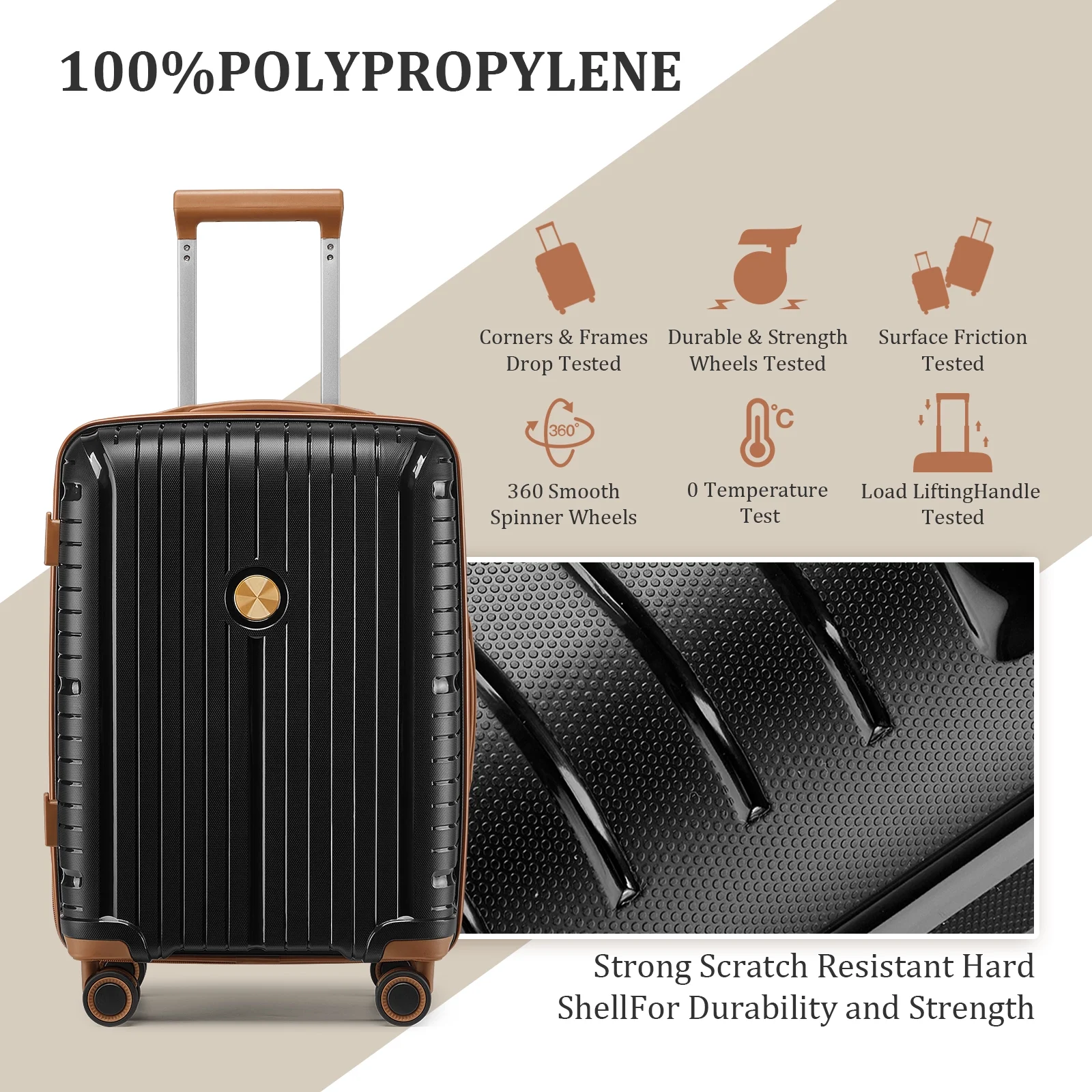 Joyway 5 Piece Luggage Sets Hardshell Lightweight Suitcase with TSA Lock Spinner Wheels-Orange - Image 29