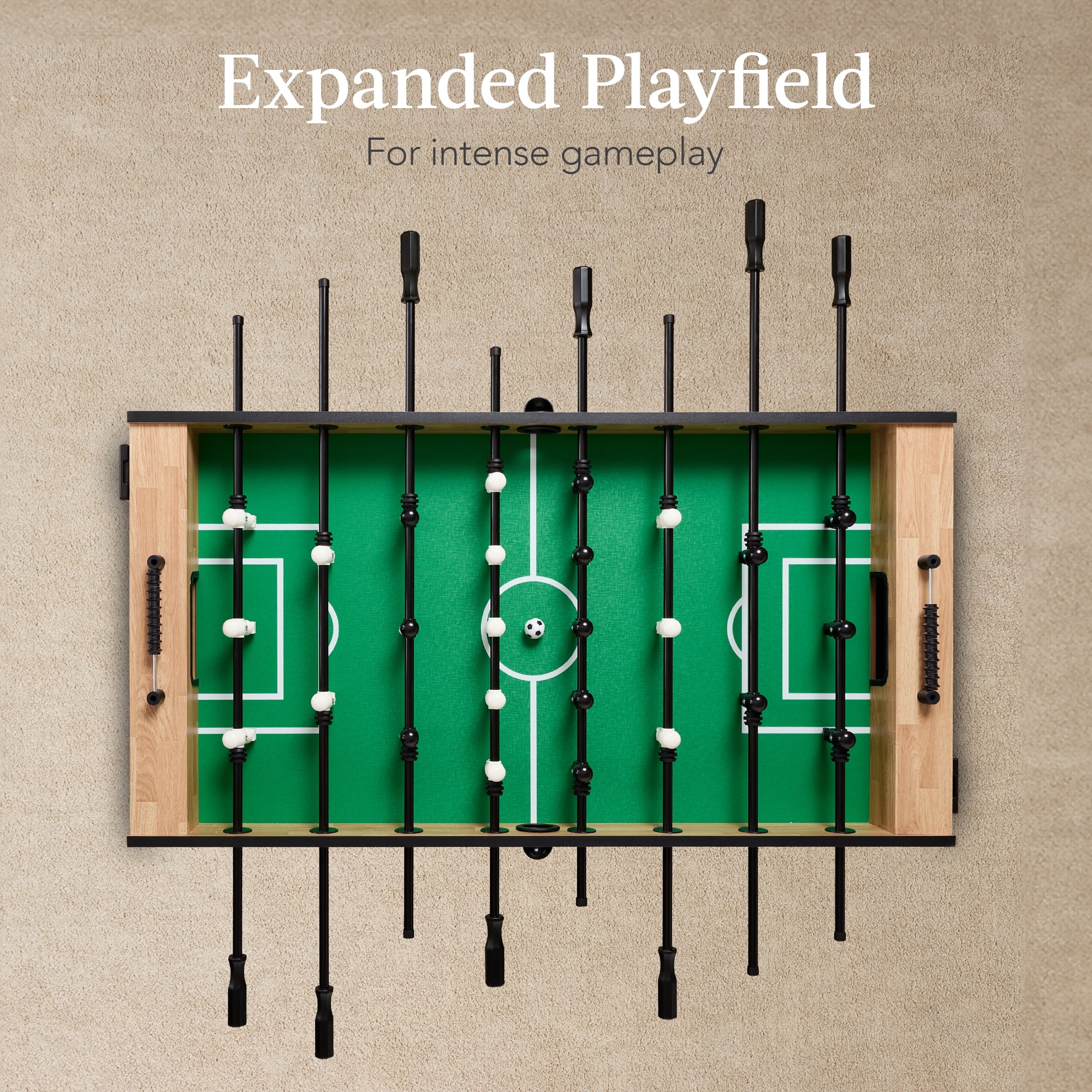 Best Choice Products Large 54in Full-Size Foosball Table for Home, Game Room w/ 2 Balls, 2 Cup Holders - Natural - Image 7