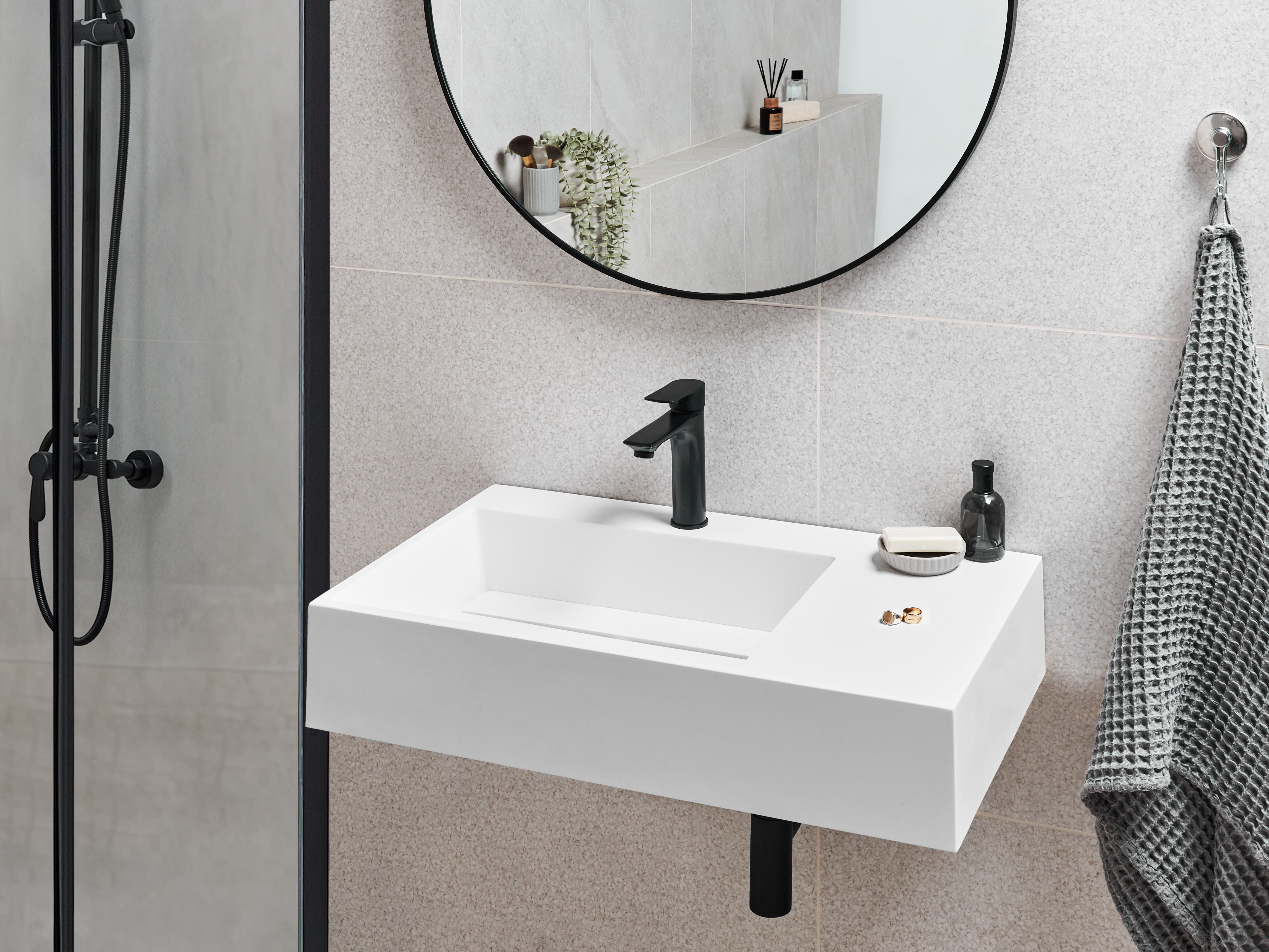 Wall Hung Basin CUSCO 750 x 430 mm Mineral Cast White