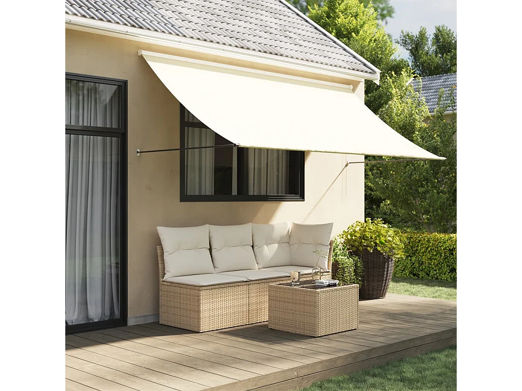 Auvent rétractable crème 300x150 m tissu et acier FR29361