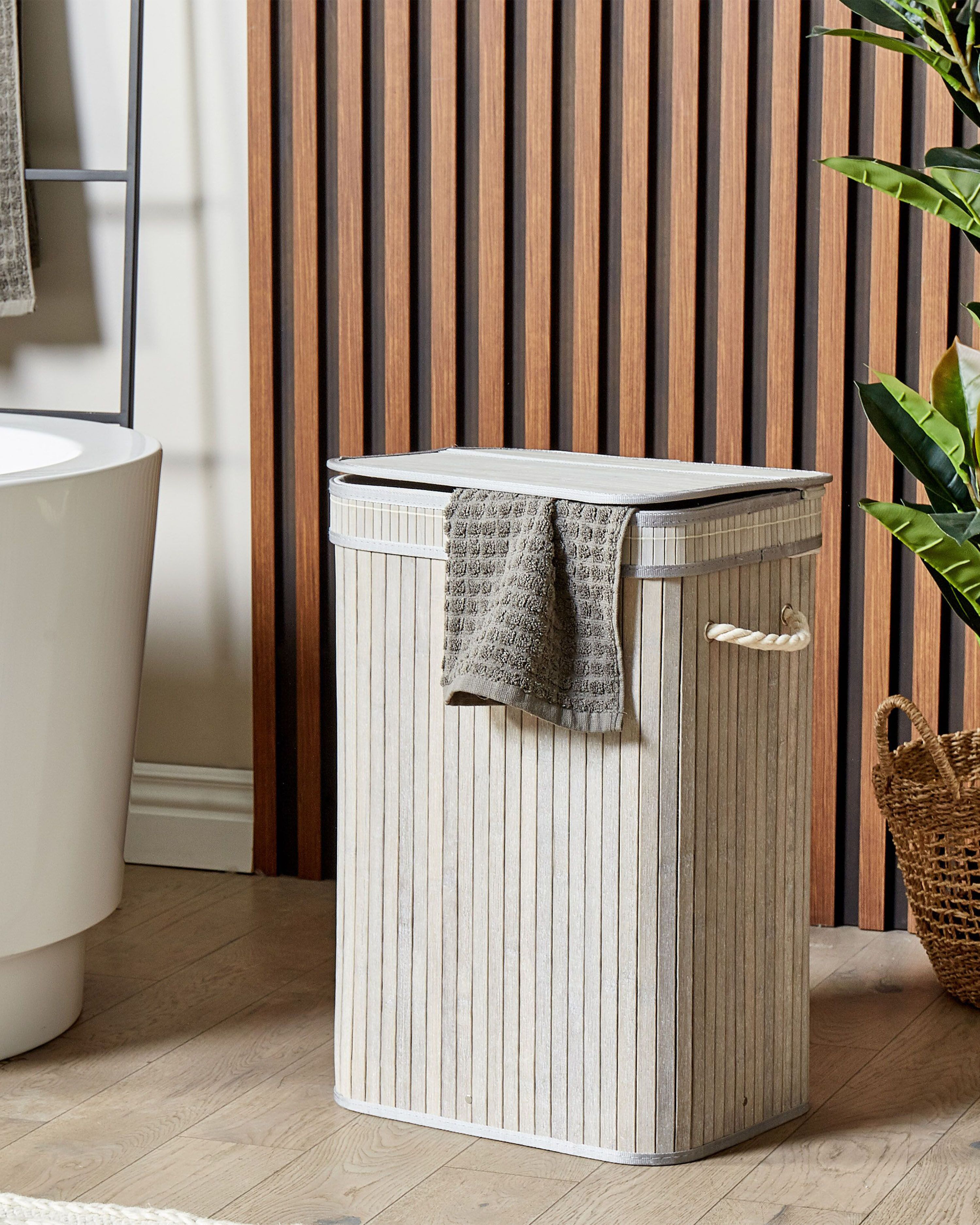 Laundry Basket KALUTARA Bamboo Grey