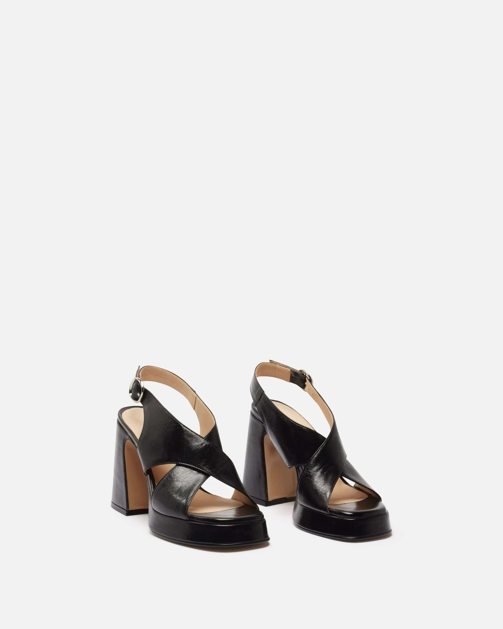 SANDALES MESSICA/CRK - En cuir craquelé à talons noir