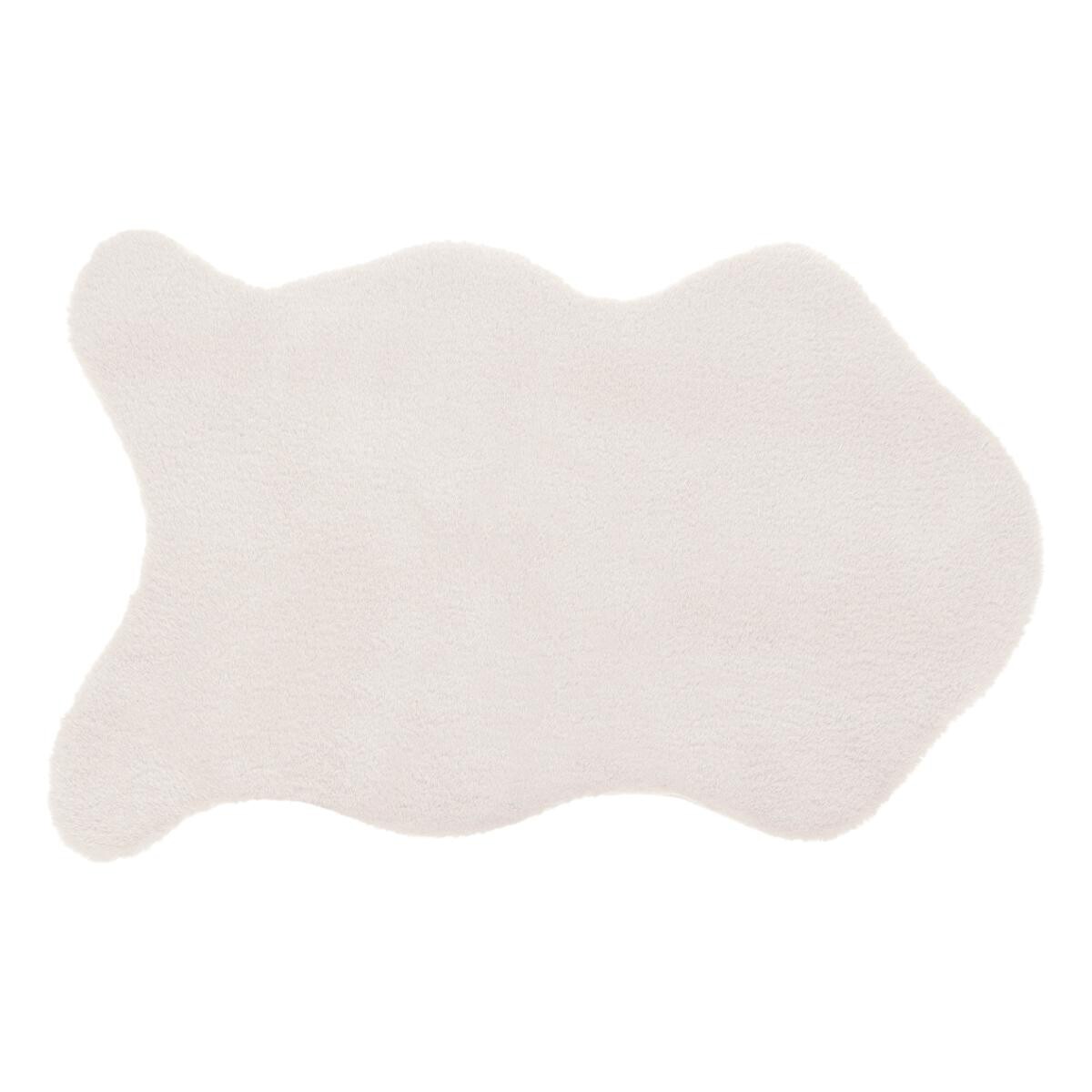 Fur effect round rug Ivory white, 60x90 cm