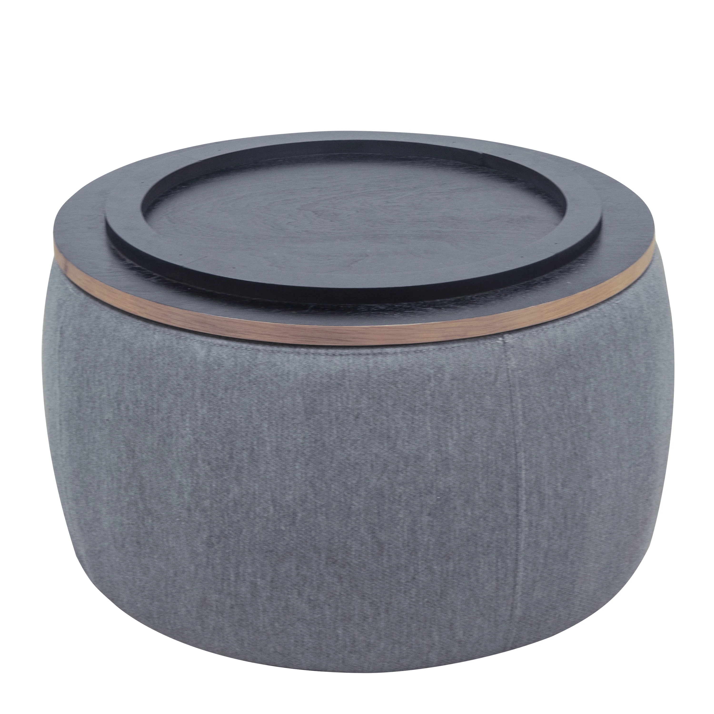 BTMWAYRound Coffee Table, 2 in 1 Round Storage Ottoman with Reversible Lid Tray, Upholstered Round Storage Ottoman Coffee Table with Storage, Footstool End Table for Living Room, Bedroom, Light Gray - Image 15