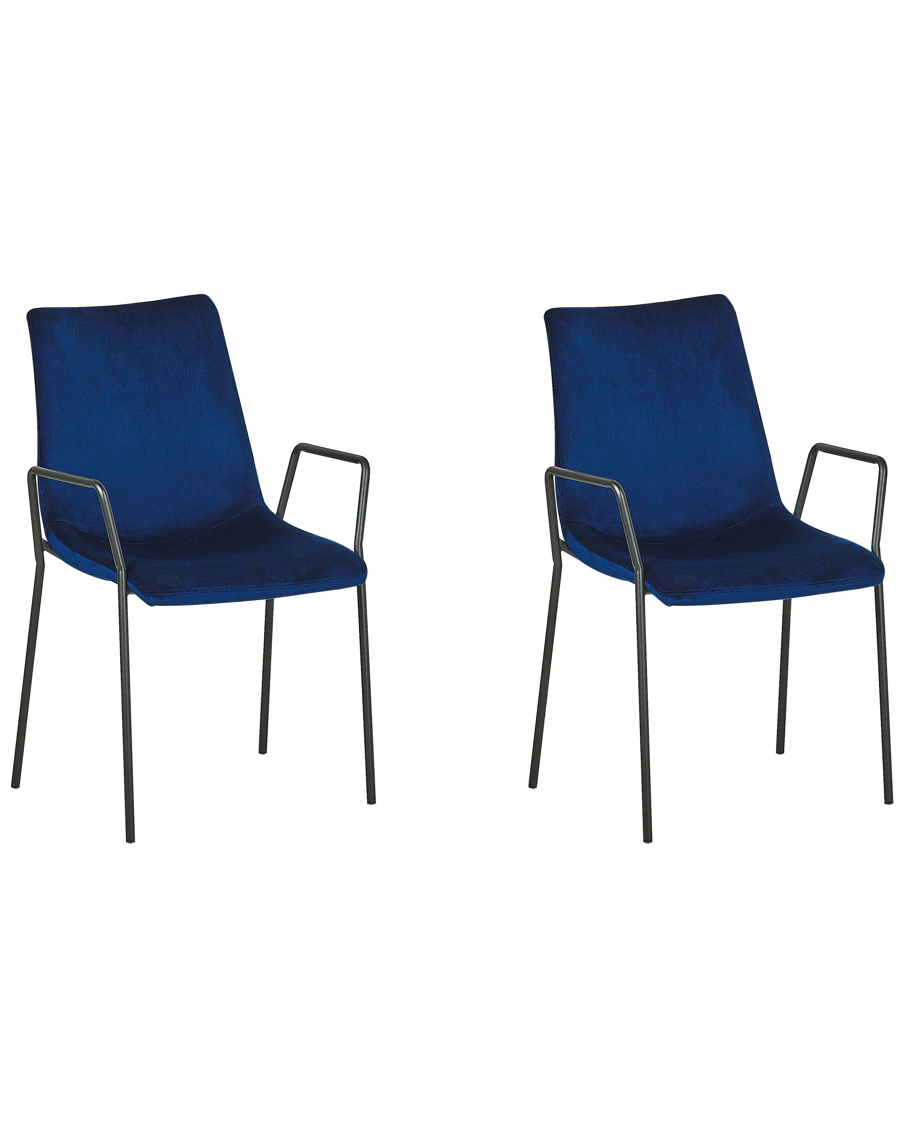 Set of 2 Dining Chairs JEFFERSON Velvet Dark Blue