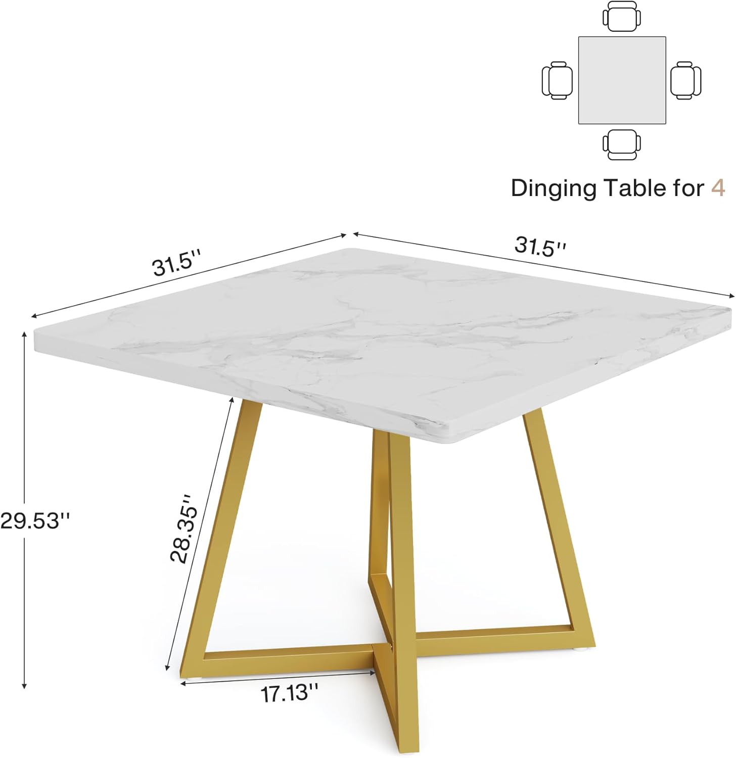 Tribesigns Square Dining Table for 2, 31.5