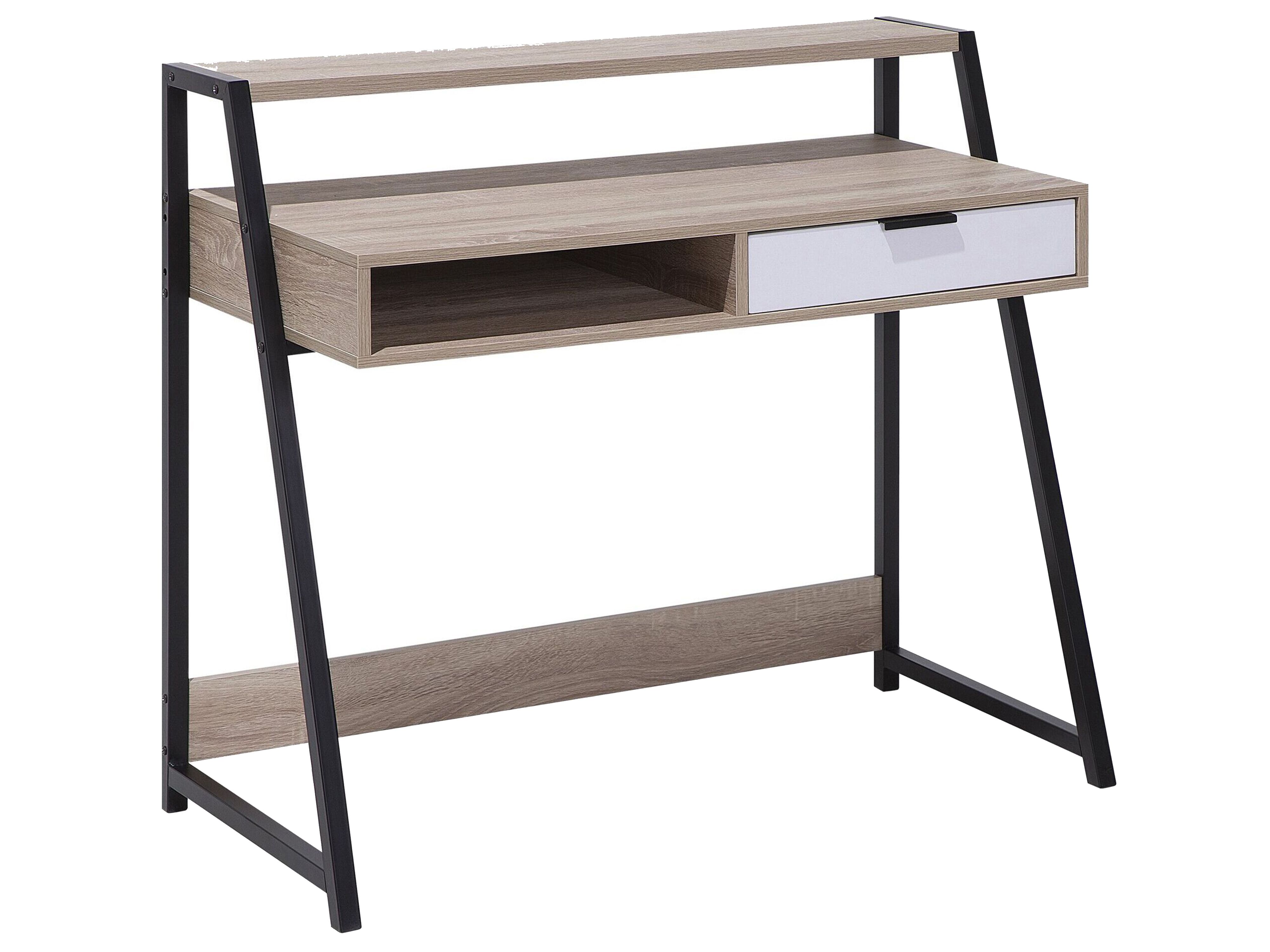 Home Office Desk CALVIN Light Brown 100 cm 50 cm with Drawers