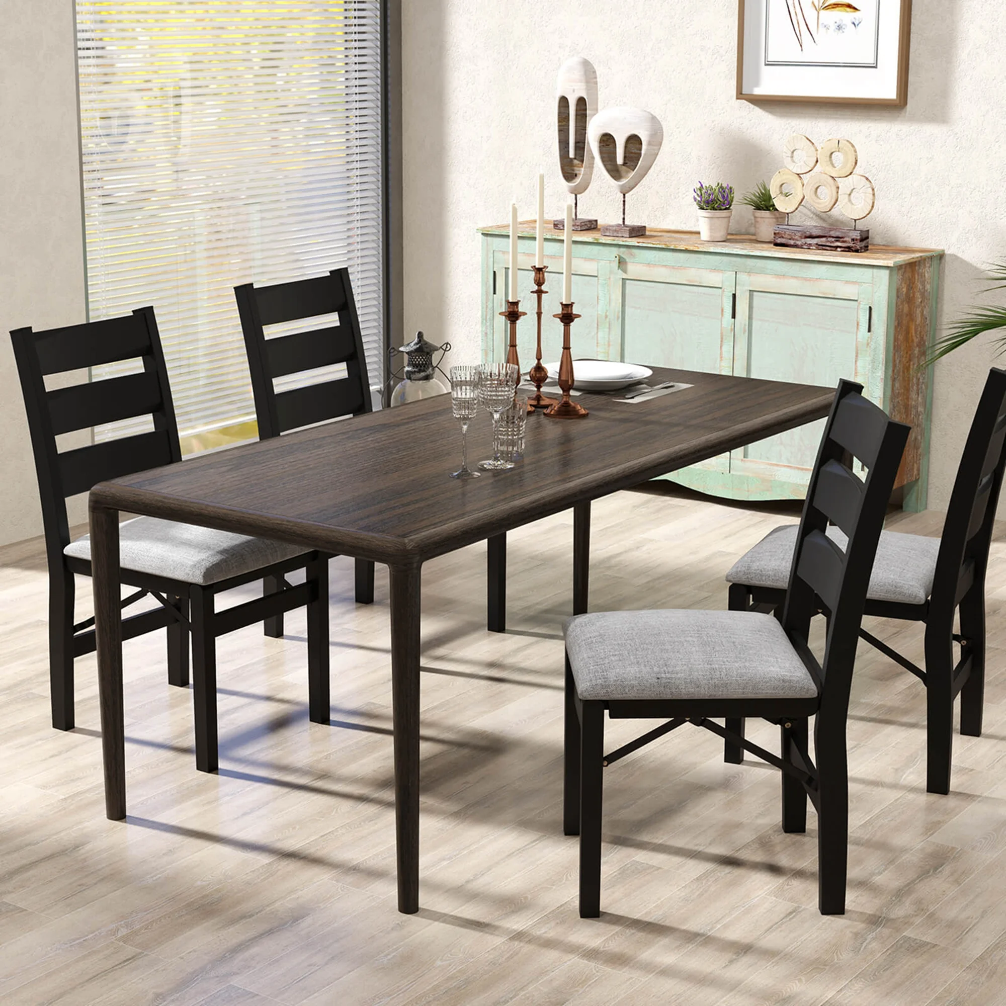 Costway Folding Chairs Set of 2 Modern Upholstered Chairs with Comfy Backrest & Padded Seat - Image 5