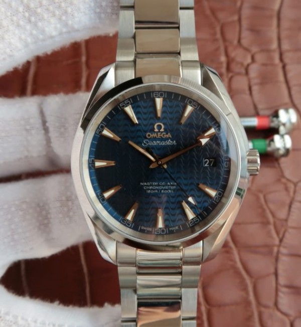 Replica Omega Aqua Terra 150M Blue Wave Textured Dial SS Bracelet A8500 - Top club