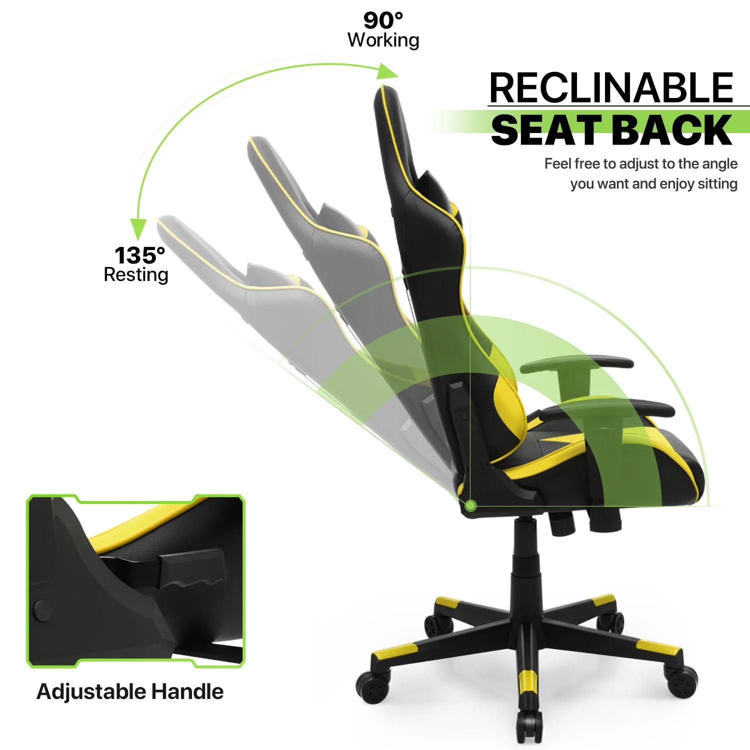 Magshion Ergonomic Gaming Chair, Comfortable Gaming Chair, Computer Chair Leather Desk Chair Adjustable Swivel Gaming Office Chair, Blue - Image 48