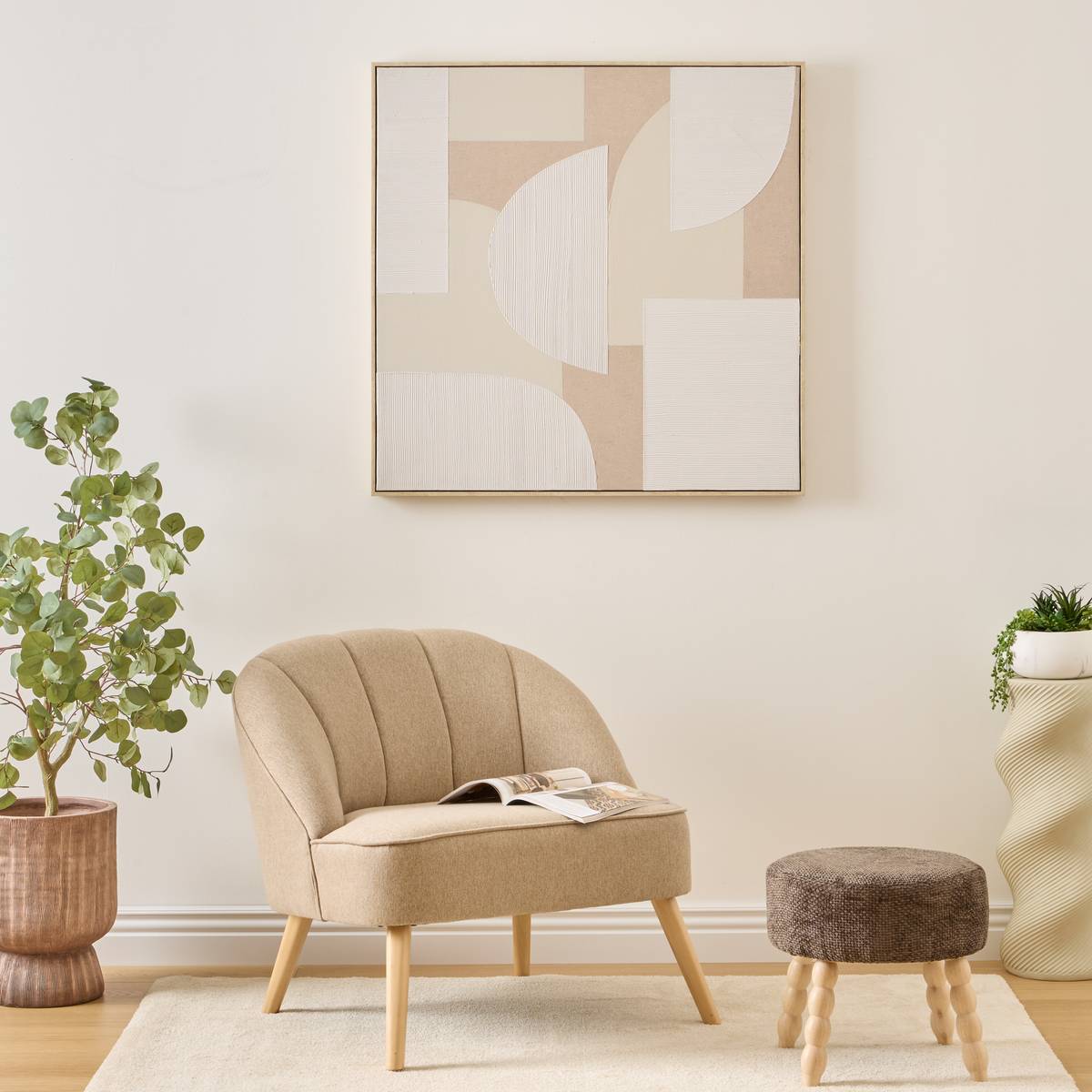 3D Canvas "Bhavik" Beige, 90x90 cm