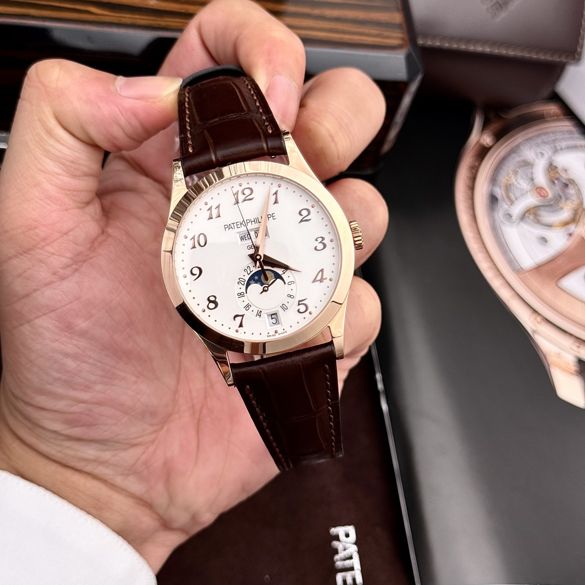 Patek Philippe Replica Watches Complications 5396R White Dial Leather Strap 38.5mm - Elite Watch Atelier