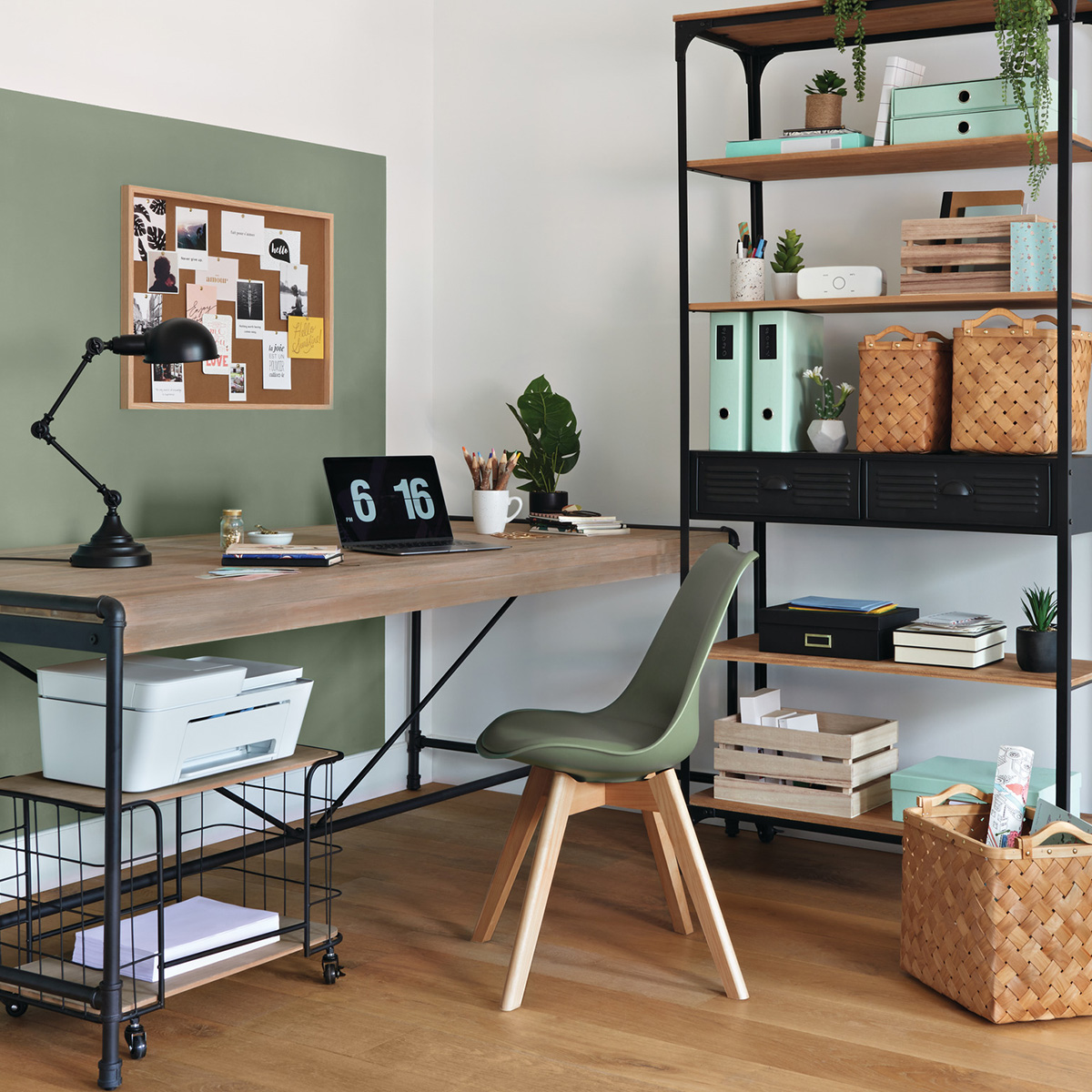 Set of 6 chairs "Baya" Beech, khaki green